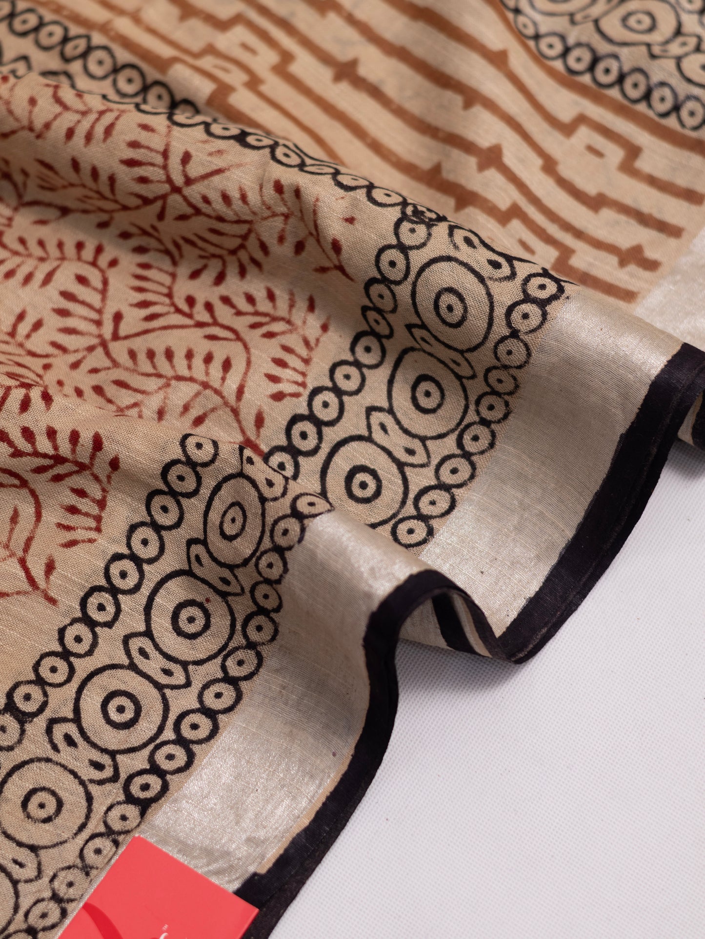 Bagru/dabu printed Linen-cotton saree-S151(D)