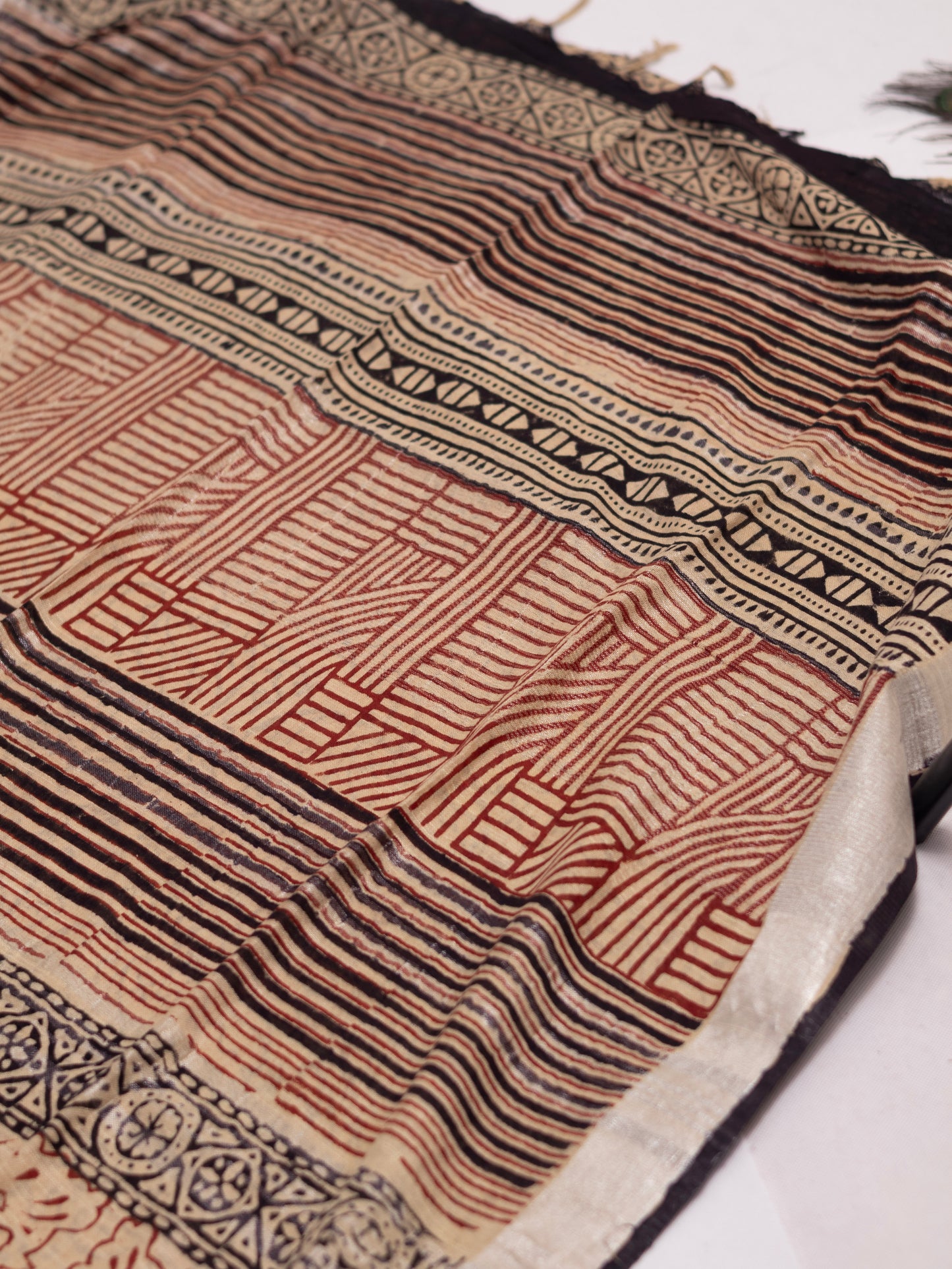 Bagru/dabu printed Linen-cotton saree-S151(B)