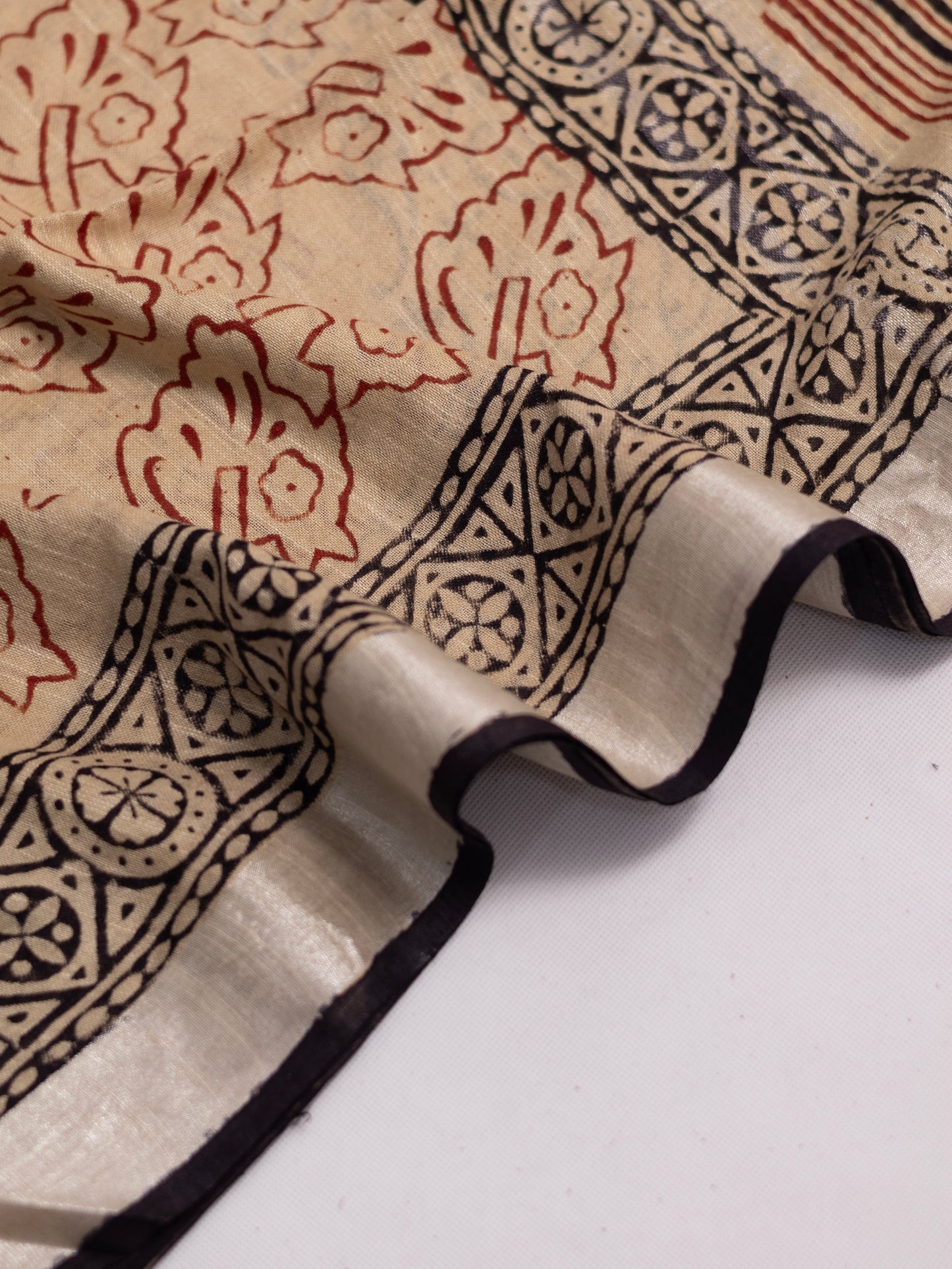 Bagru/dabu printed Linen-cotton saree-S151(B)