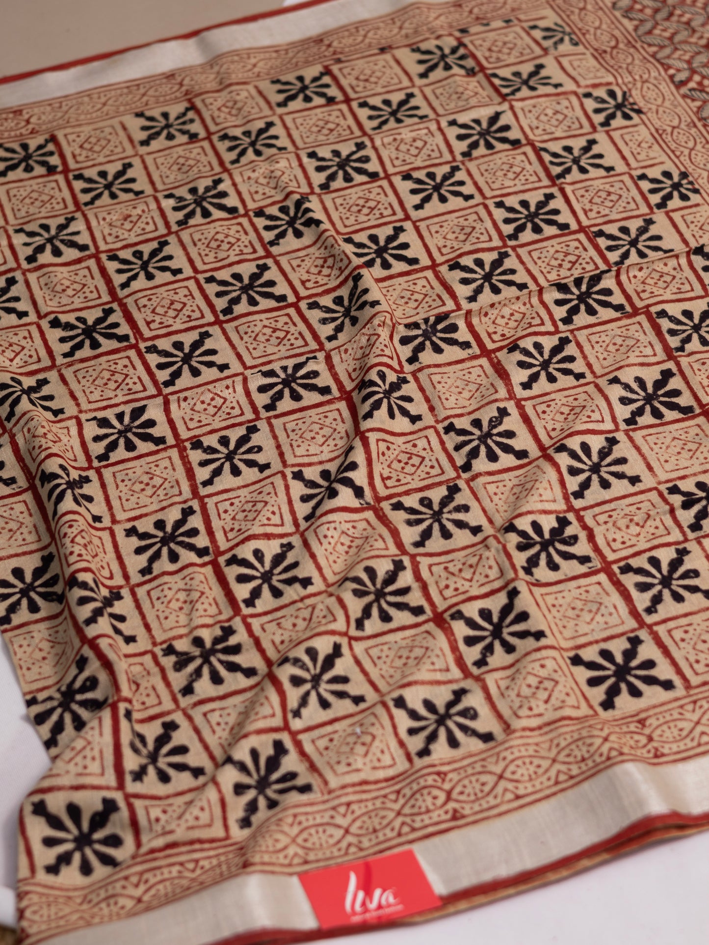Bagru/dabu printed Linen-cotton saree-S151(E)