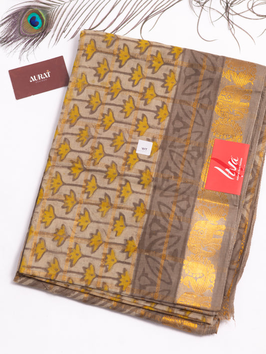 Multani block print south cotton saree-S158