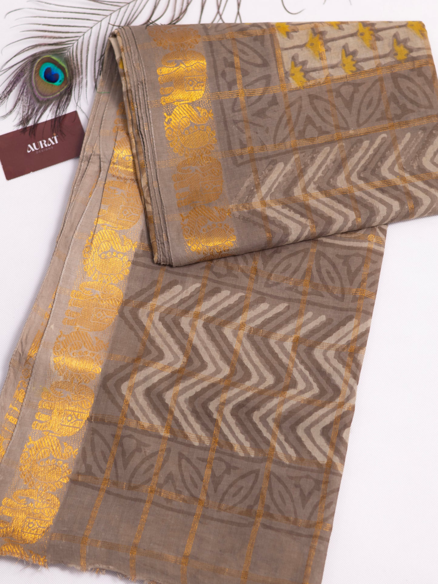 Multani block print south cotton saree-S158