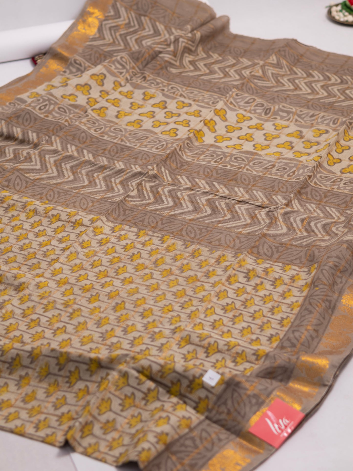 Multani block print south cotton saree-S158