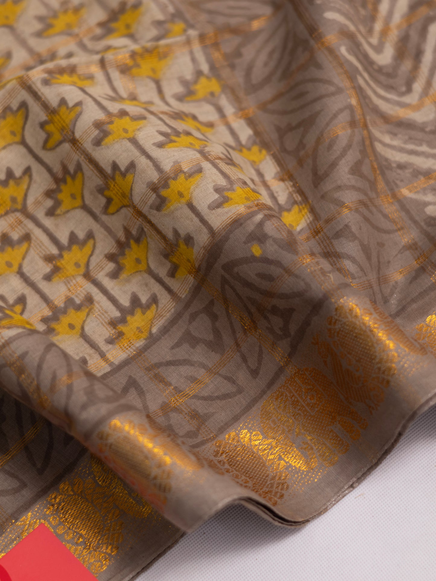 Multani block print south cotton saree-S158