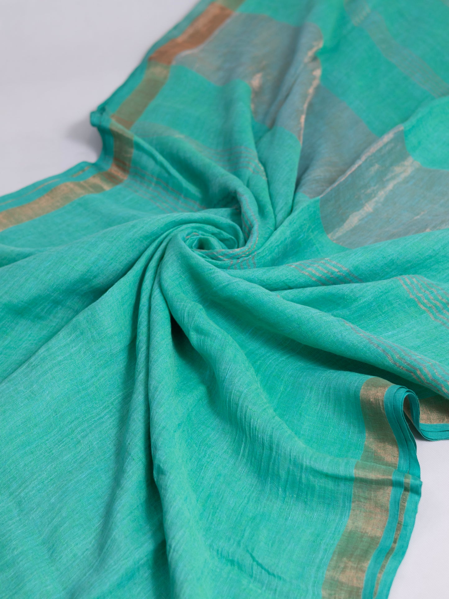Seagreen color pure linen saree-S193