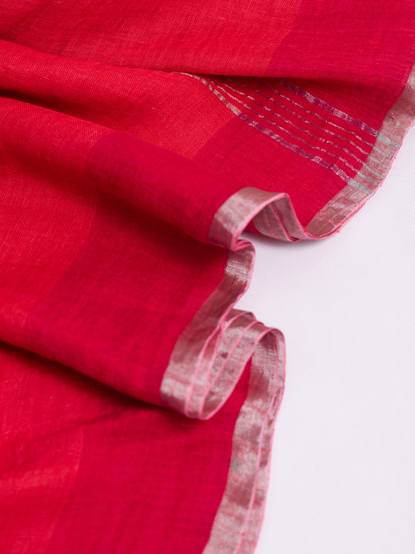 Peach & Rani pink color pure linen saree-S194