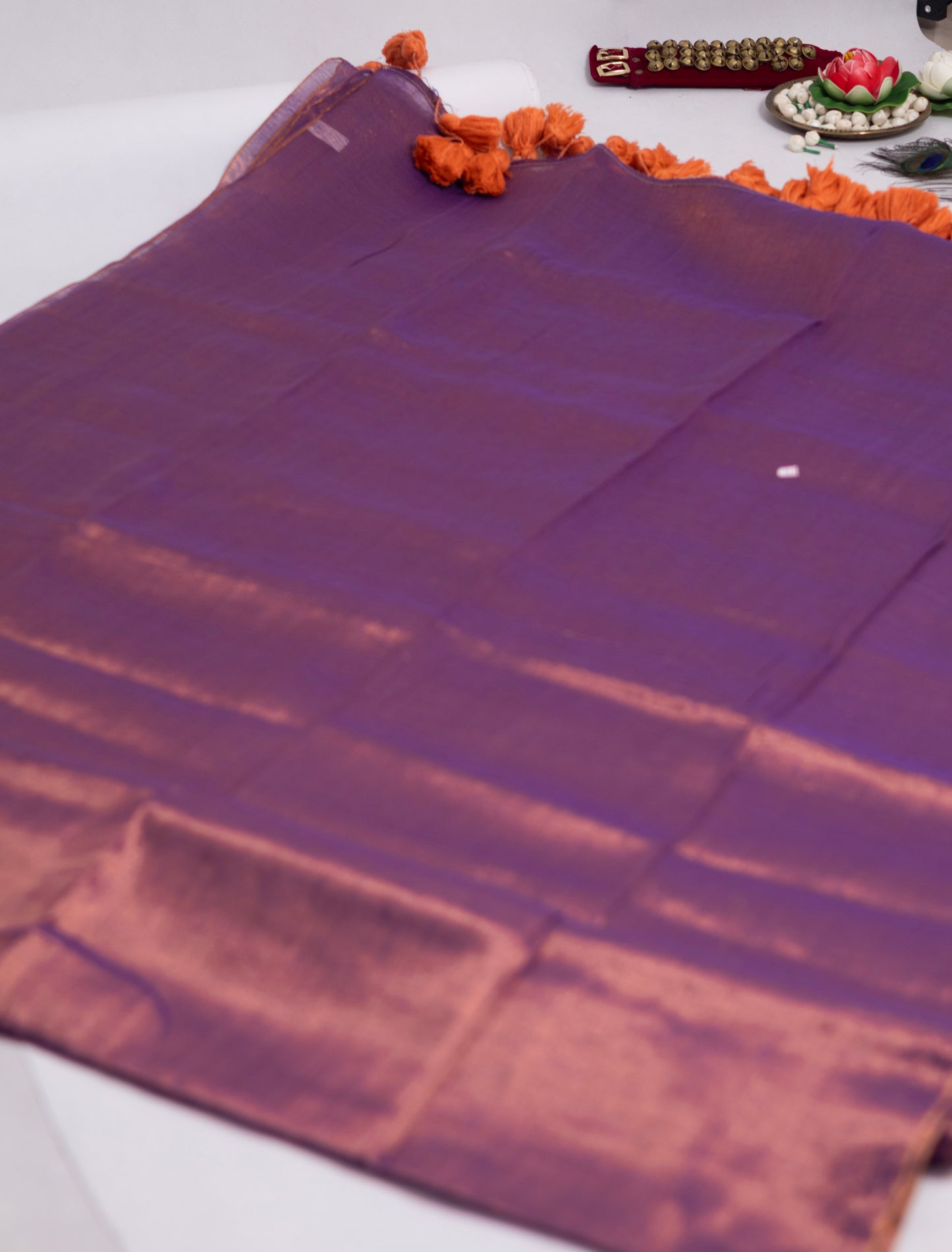 Golden & lavender combination  tissue saree - S210