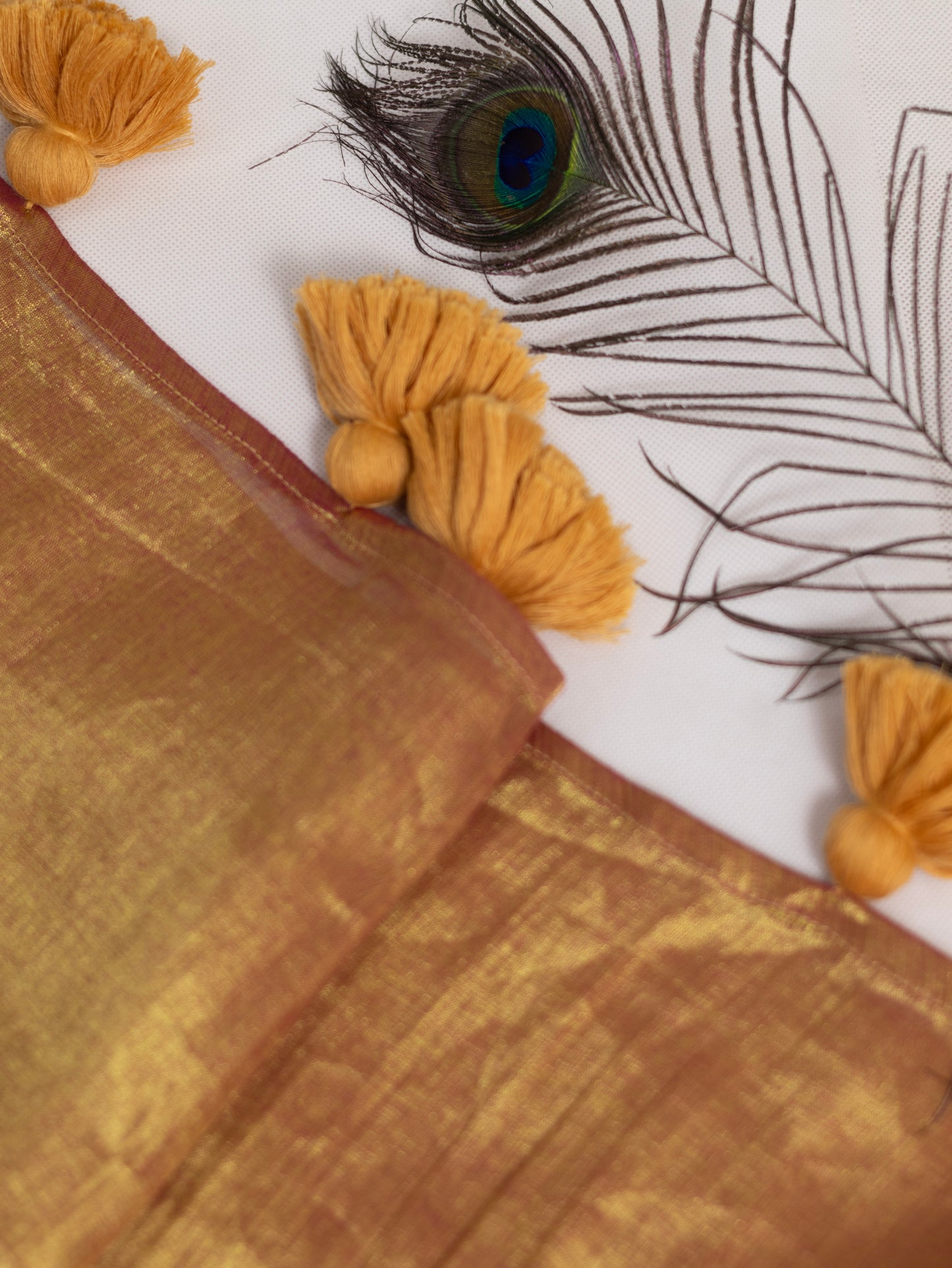 Golden & pink combination tissue saree-S208