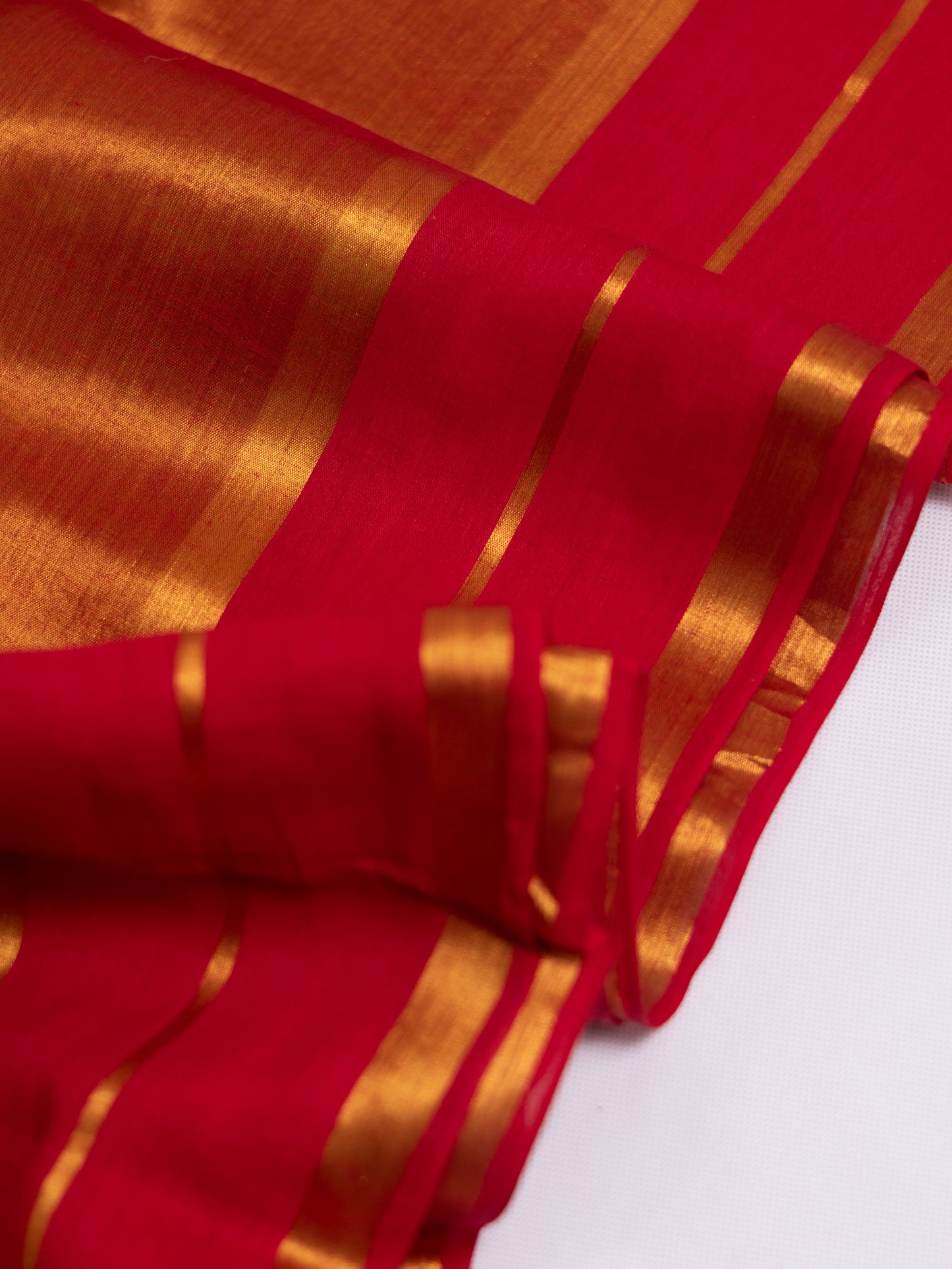 Golden tissue saree with mul cotton border-S187