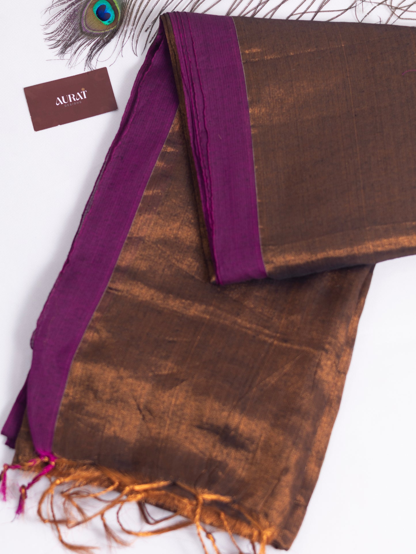 Copper color raga tissue saree-S150