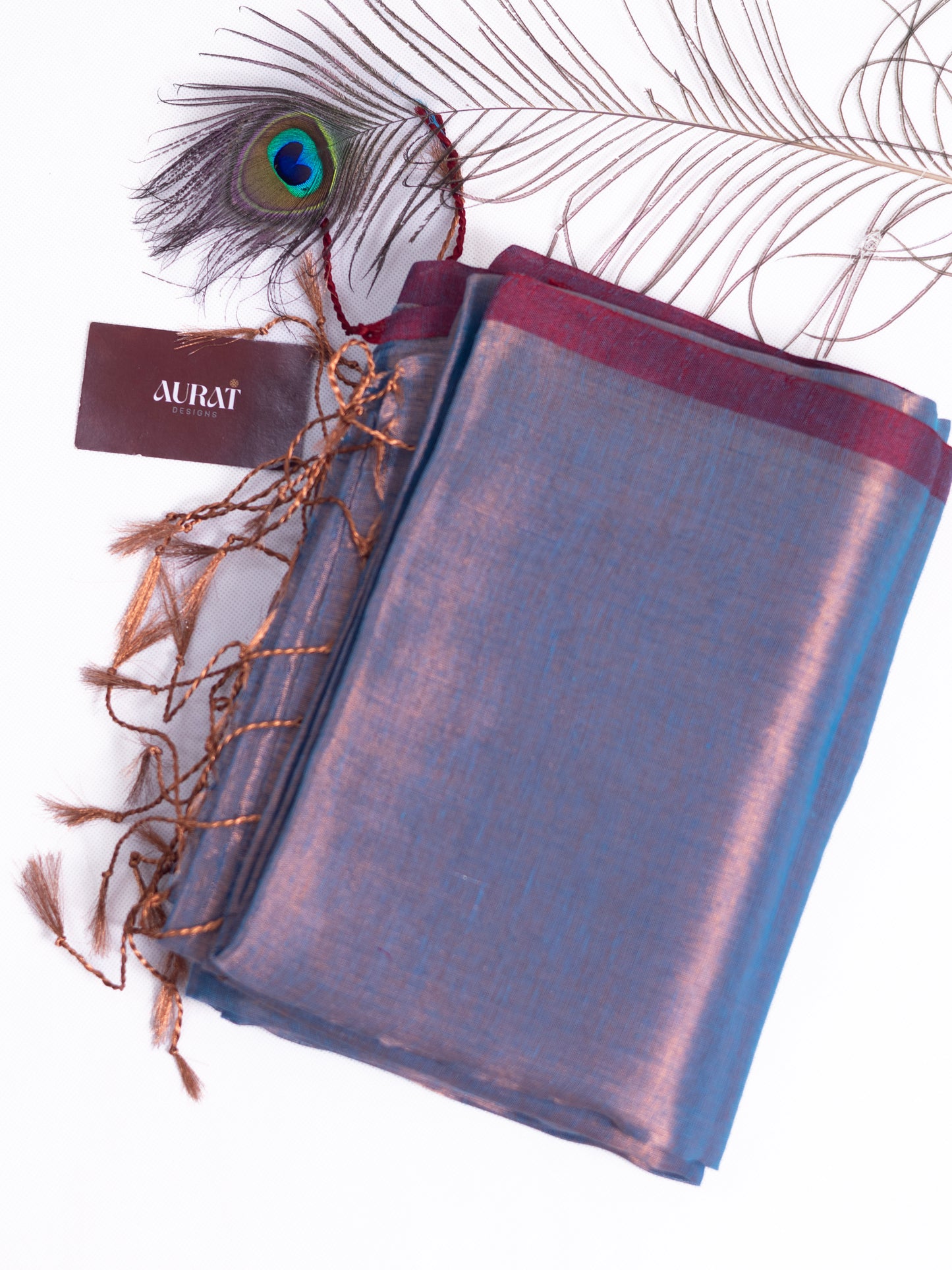 Peacock blue & silver combination raga tissue saree- S145