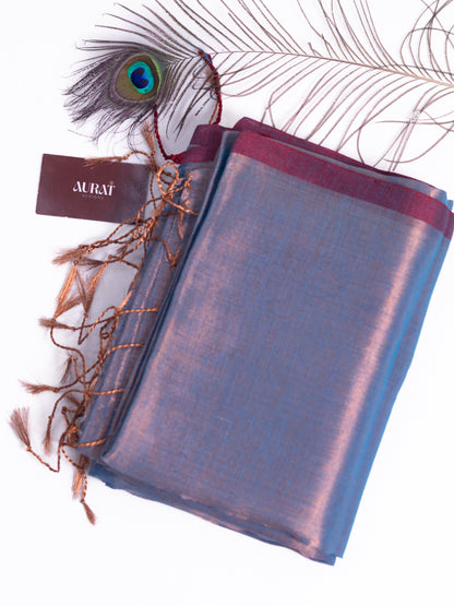 Dual Tone Raga Tissue Saree- lavender and silver color