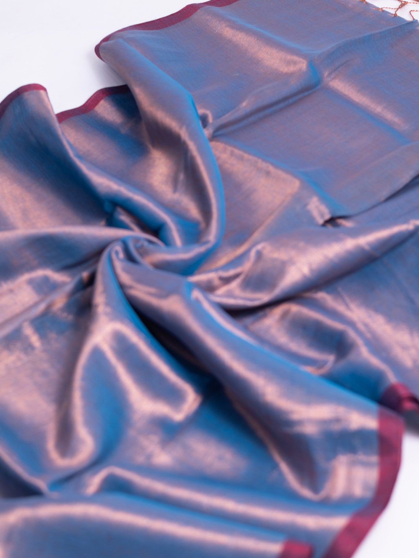 Peacock blue & silver combination raga tissue saree- S145