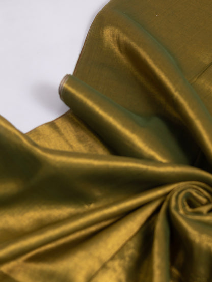 Golden plain raga tissue saree