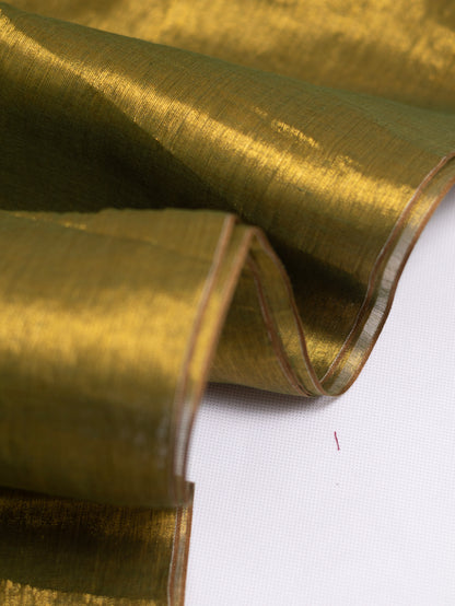 Golden plain raga tissue saree