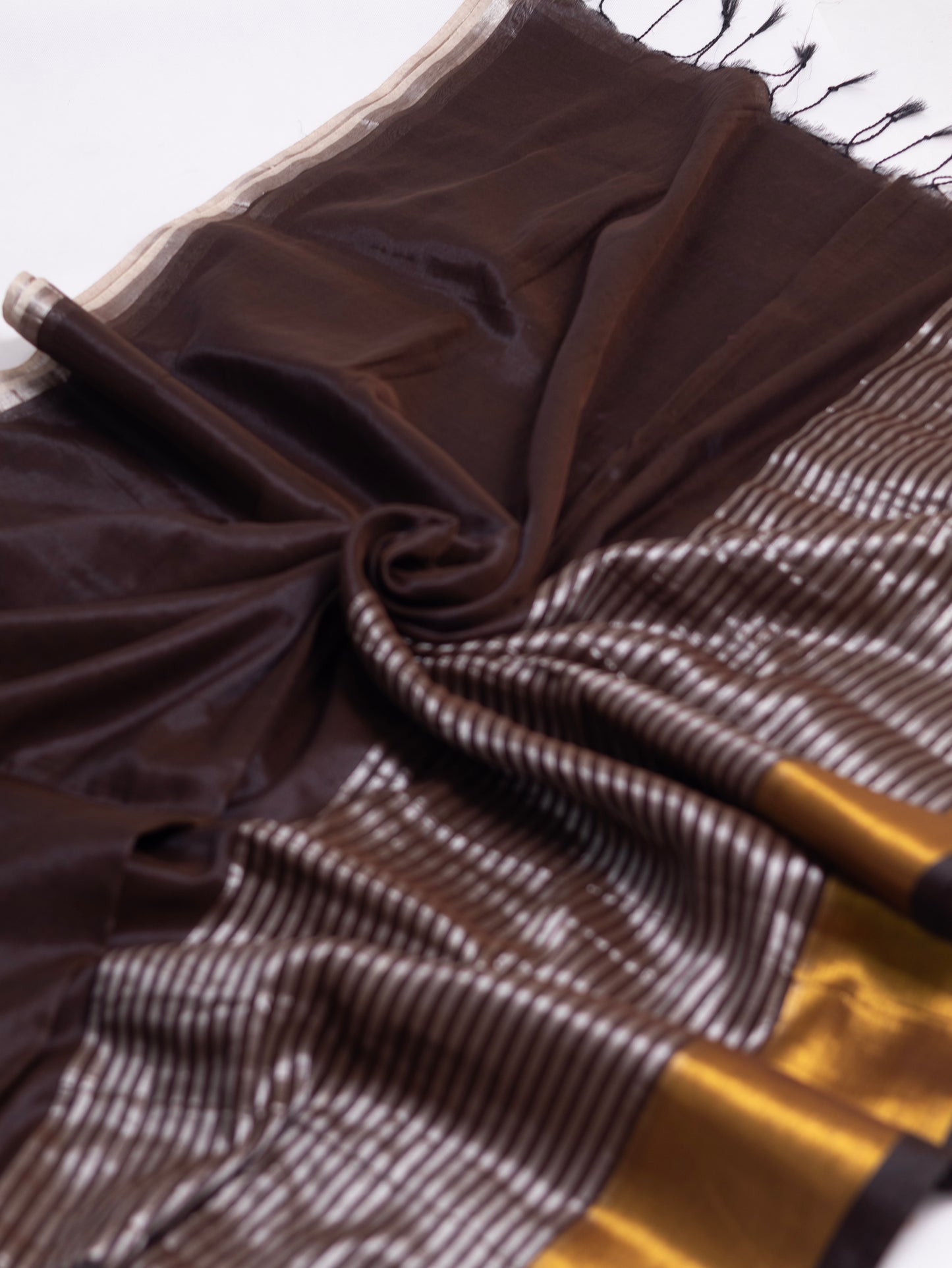 Black zari stripe tissue saree-S211