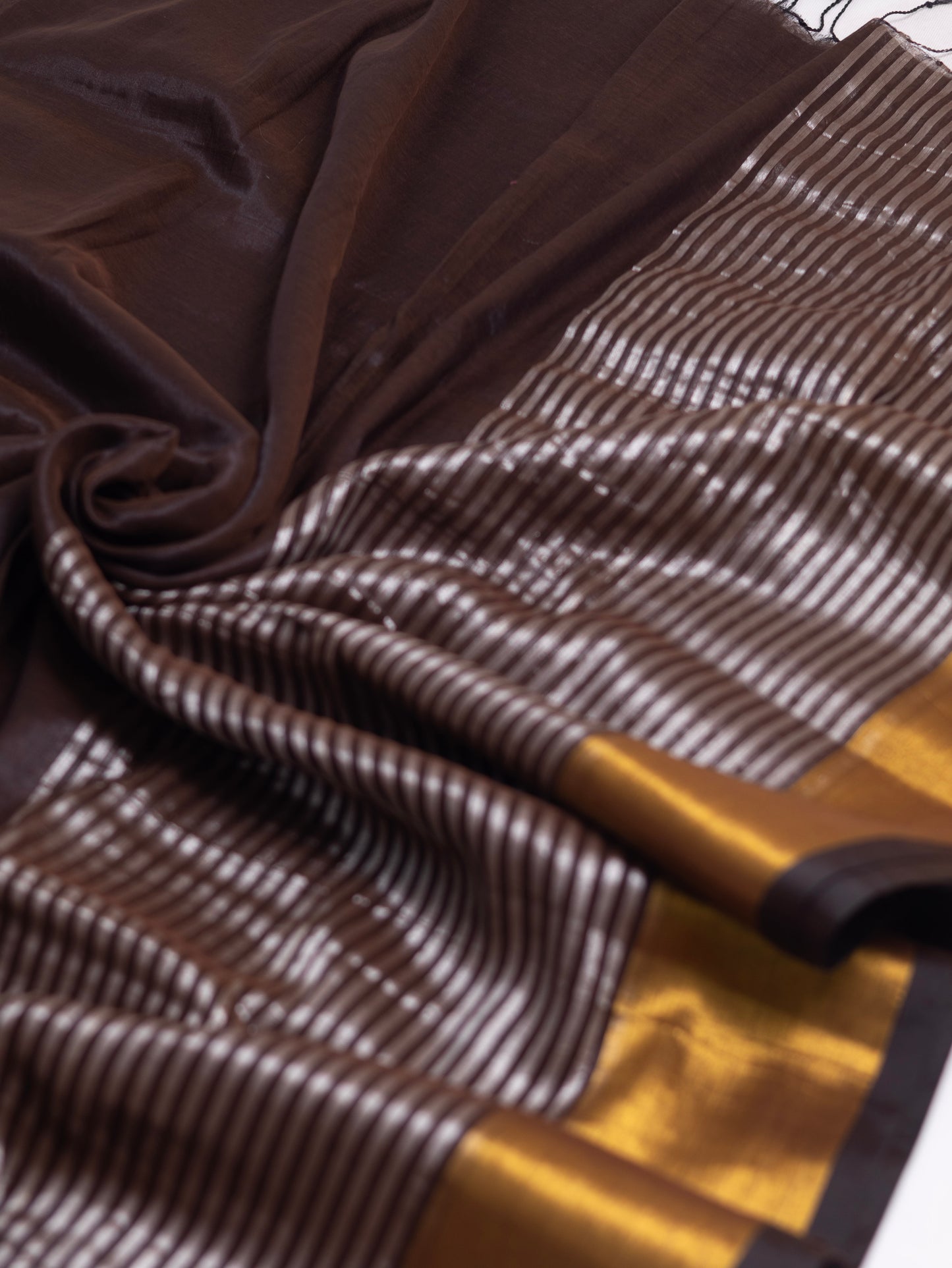 Black zari stripe tissue saree-S211