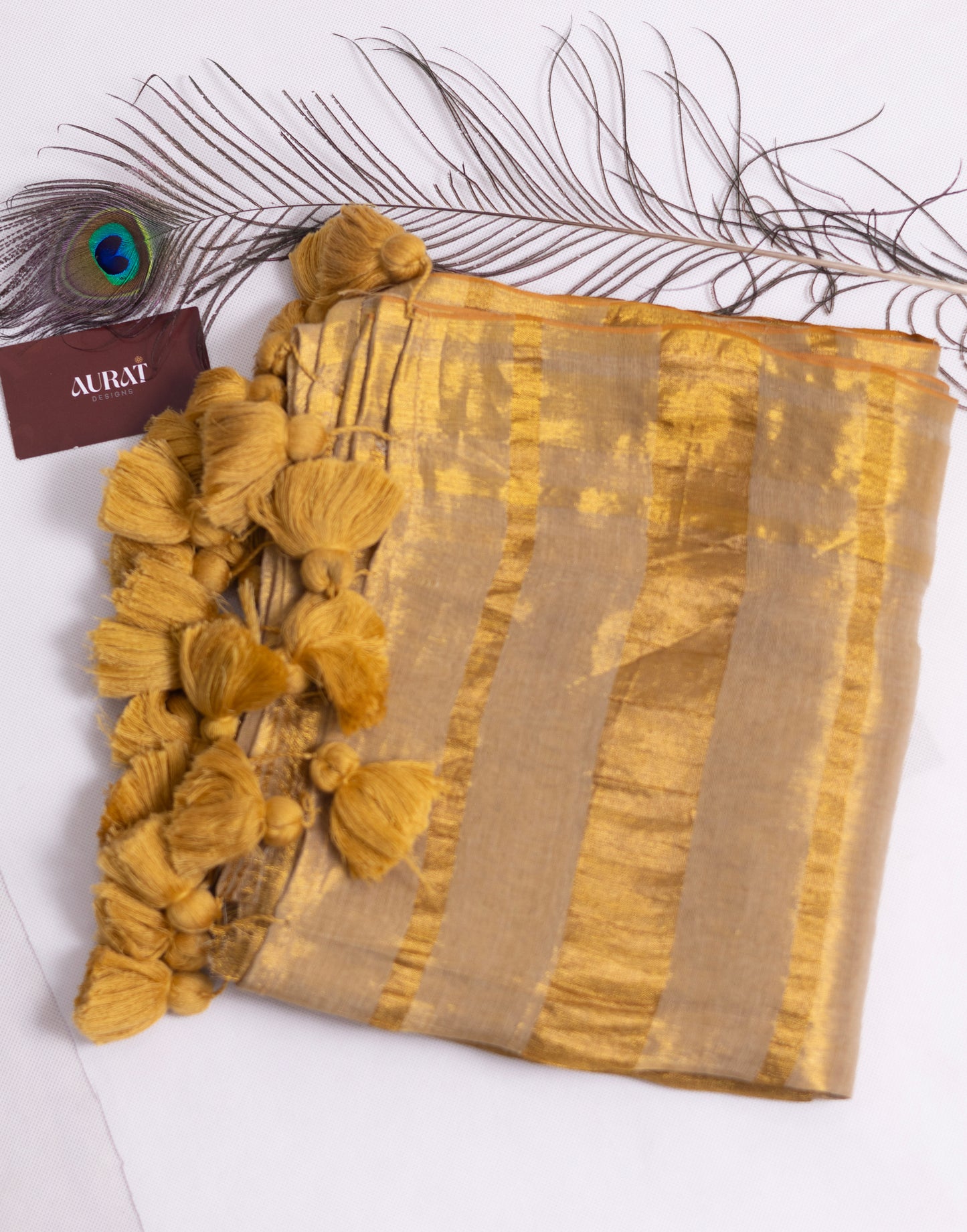 Golden Linen tissue saree -S185