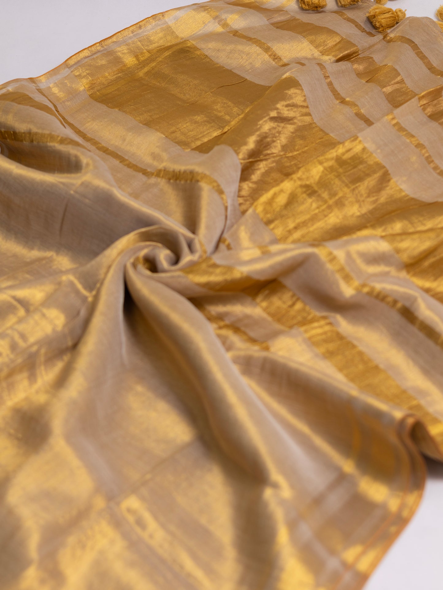 Golden Linen tissue saree -S185