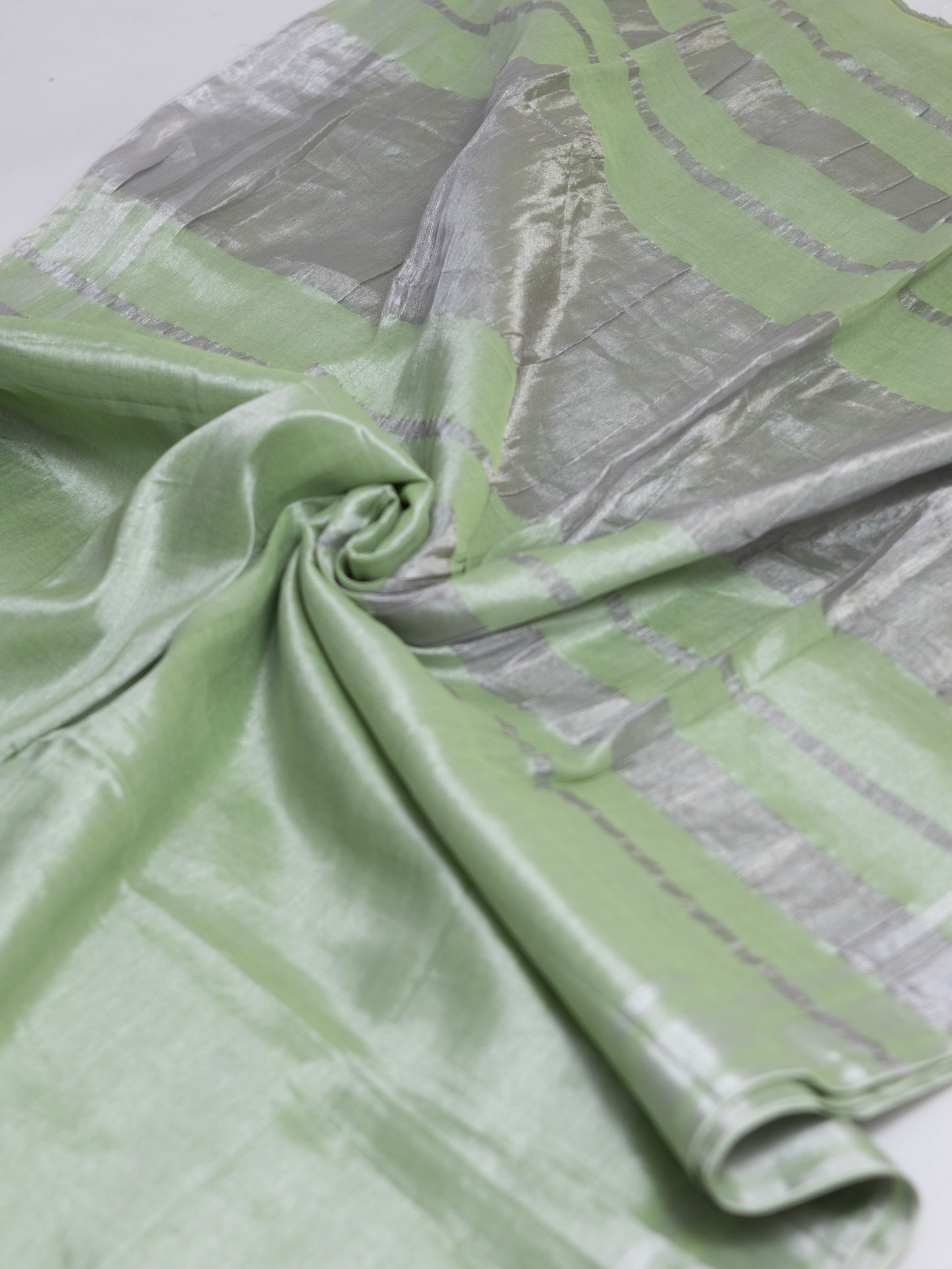 Light green Linen tissue saree -S184