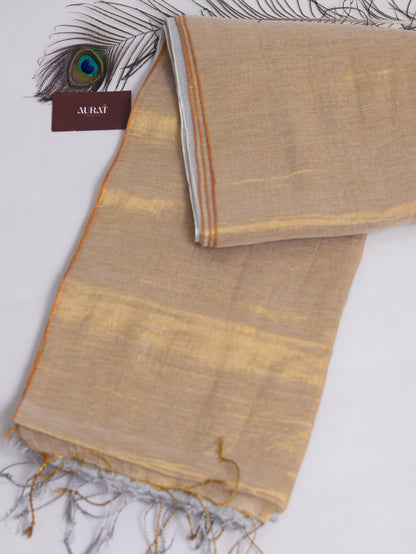 Silver Aura – Silver & Gold Half-and-Half Silk Saree