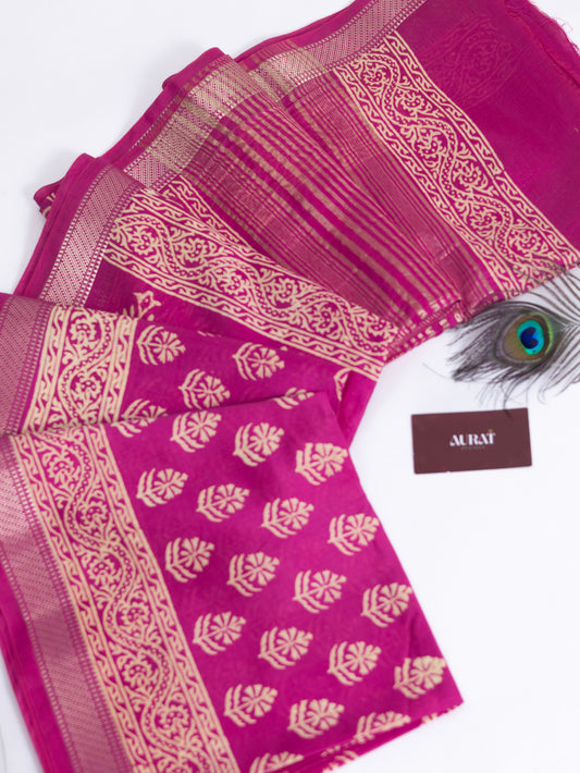 Maheswari bagru silk saree-S137