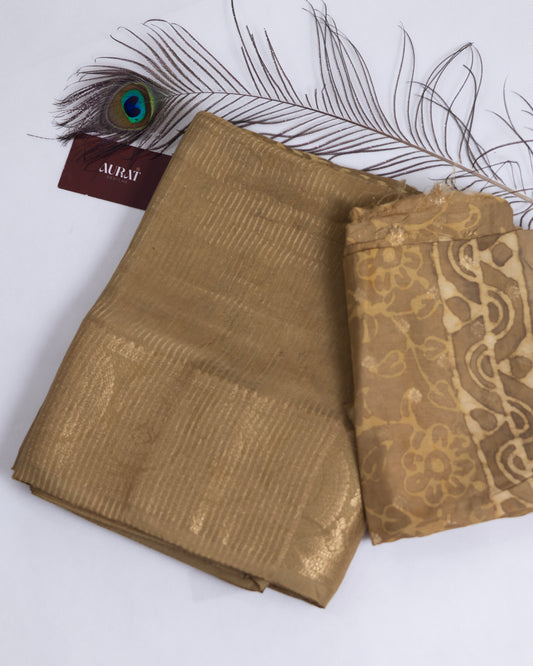 Russian silk bagru/dabu printed silk saree-S164