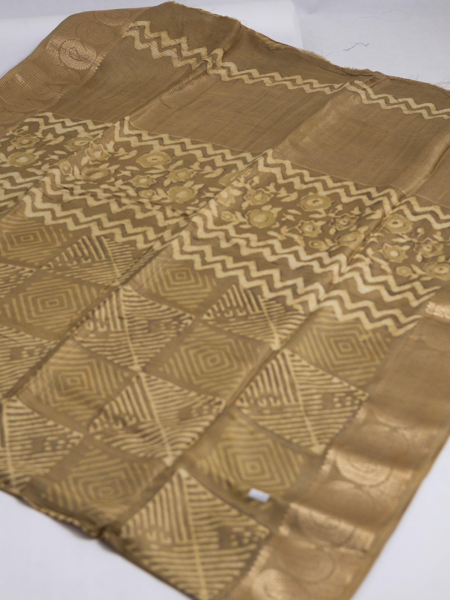 Russian silk bagru/dabu printed silk saree-S164