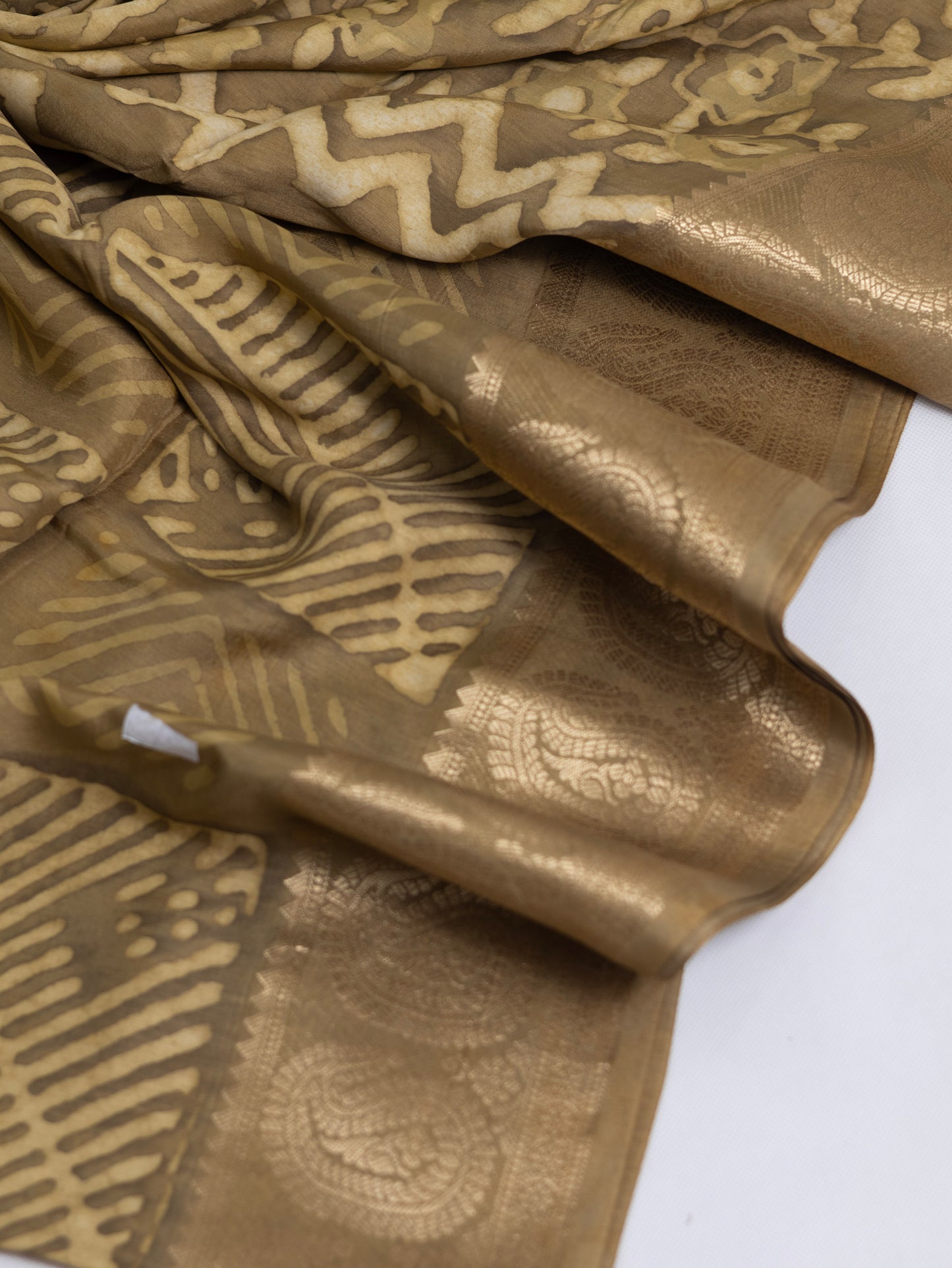 Russian silk bagru/dabu printed silk saree-S164