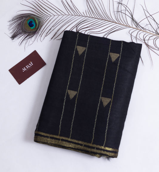 Black Bhagalpuri silk saree-S123