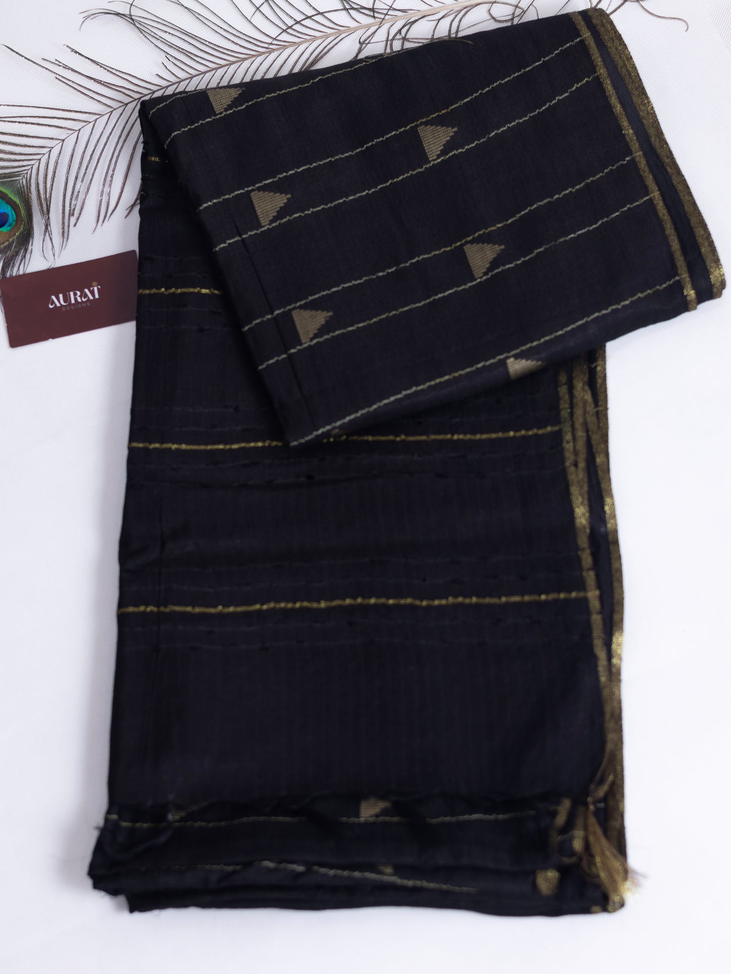 Black Bhagalpuri silk saree-S123