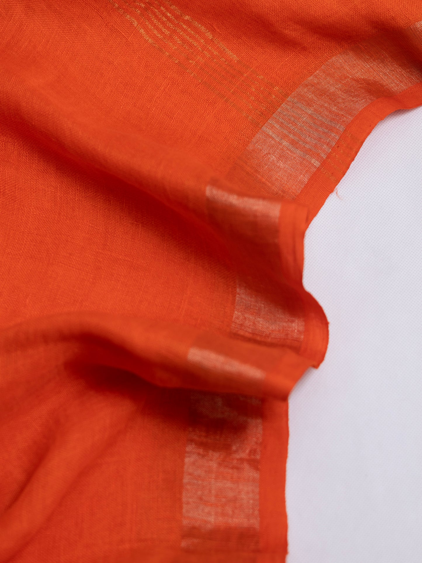 Orange color pure linen saree-S191