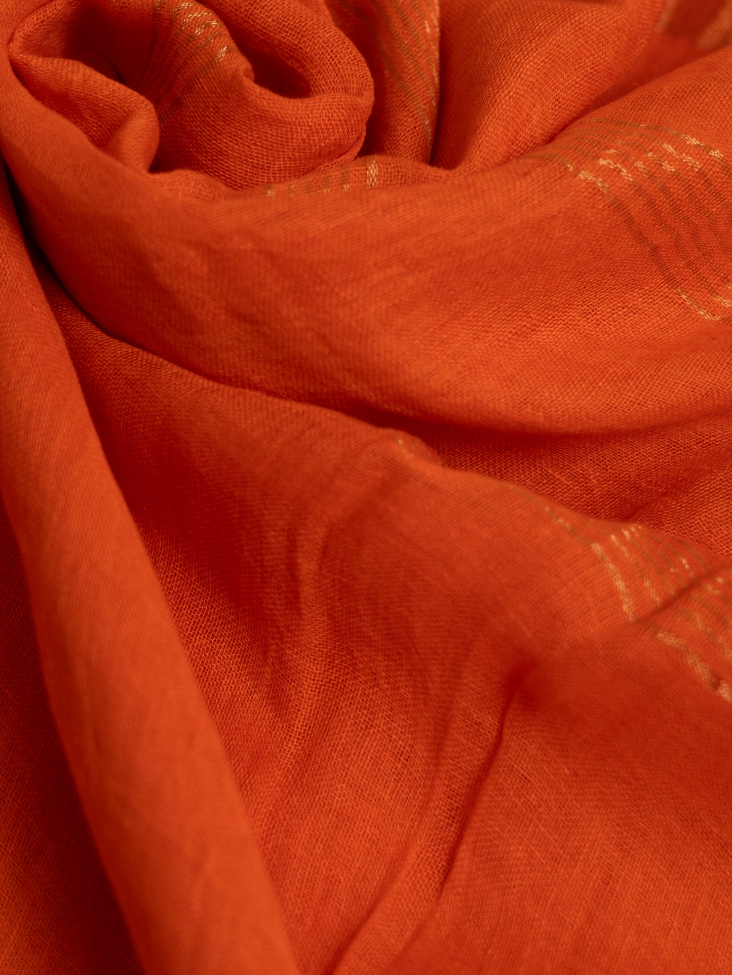 Orange color pure linen saree-S191