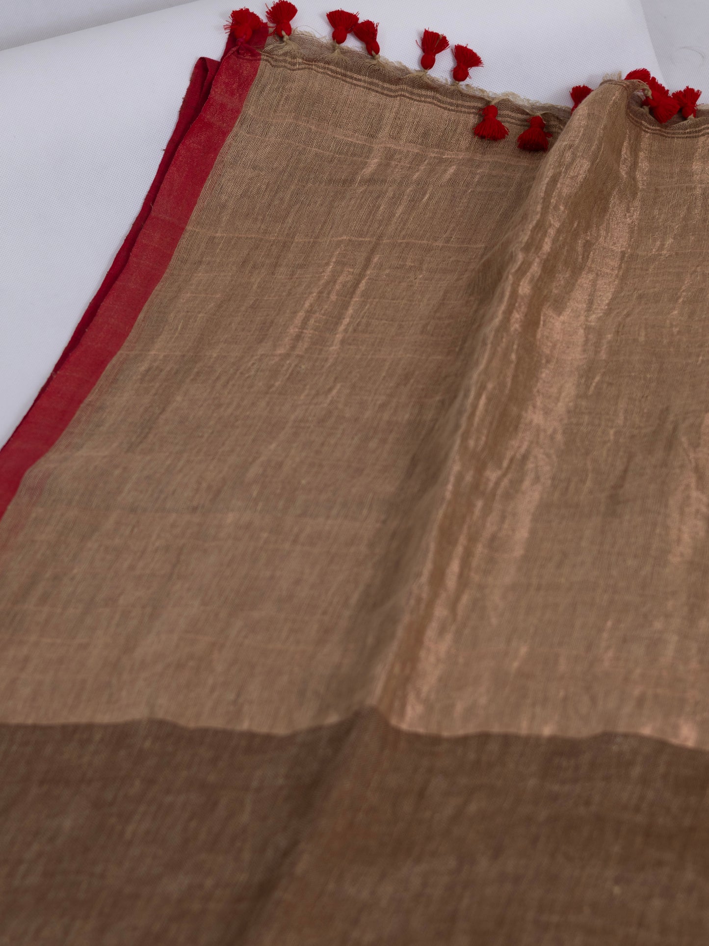 Beige color pure linen saree-S192