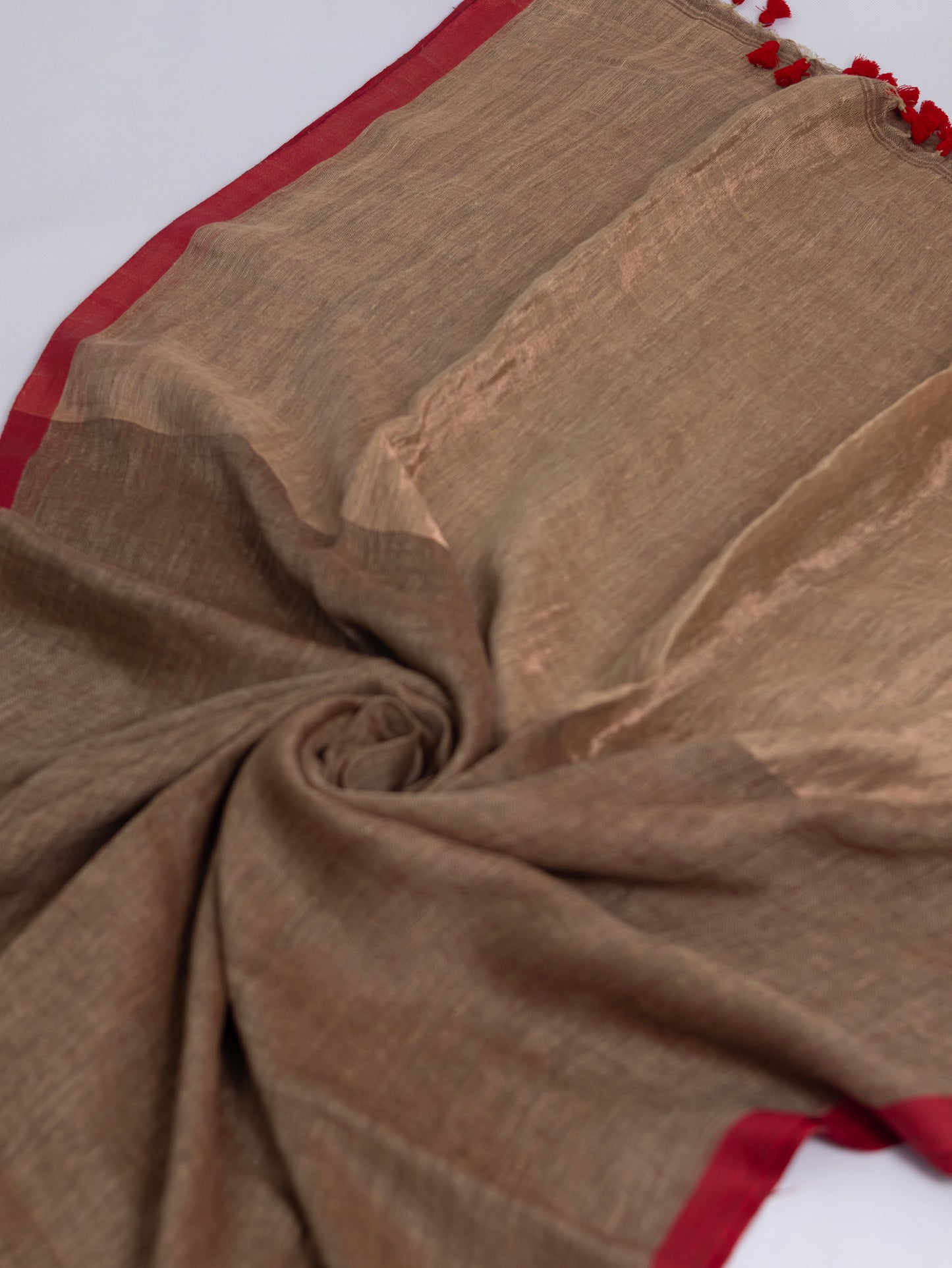Beige color pure linen saree-S192