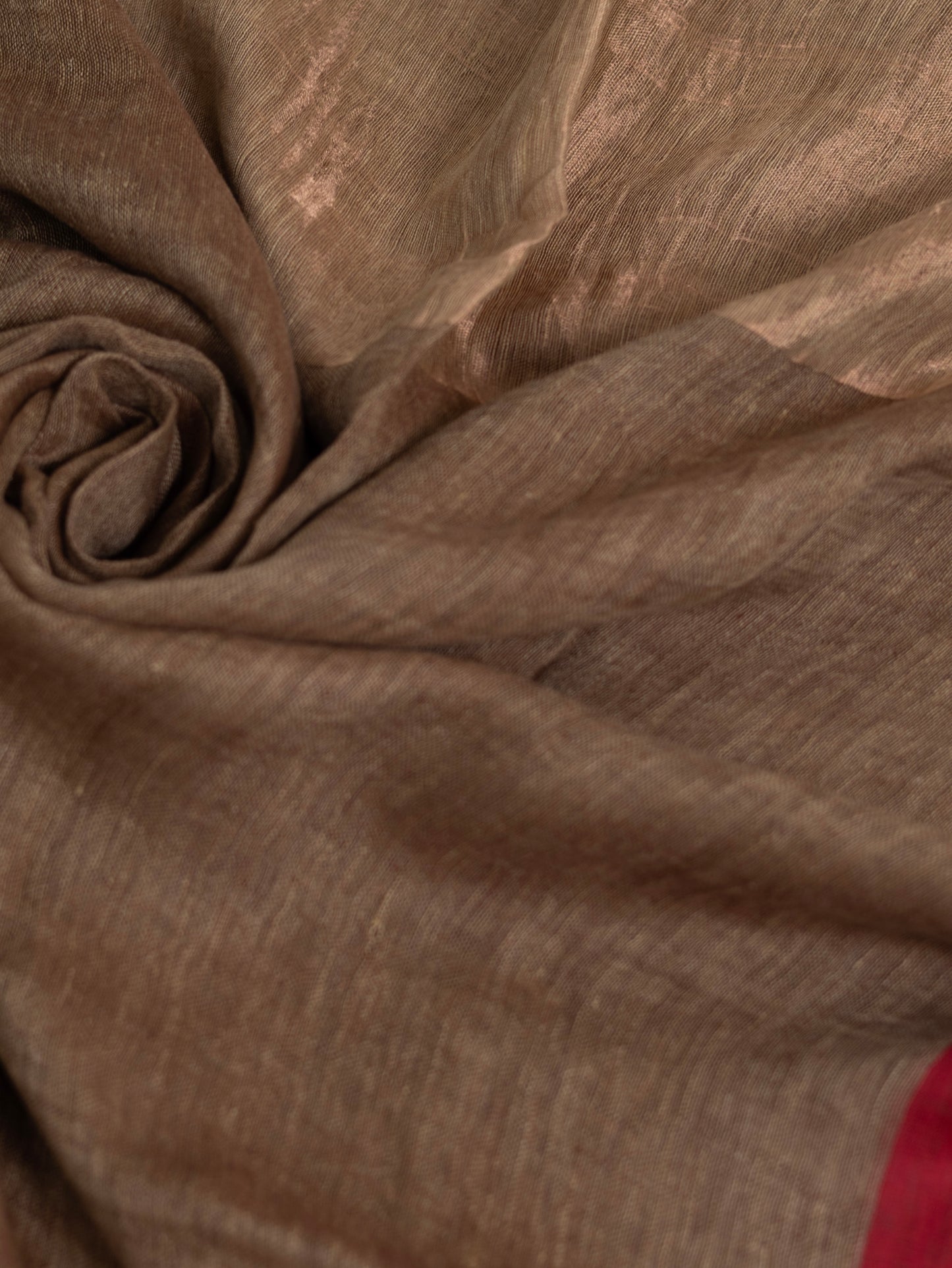 Beige color pure linen saree-S192
