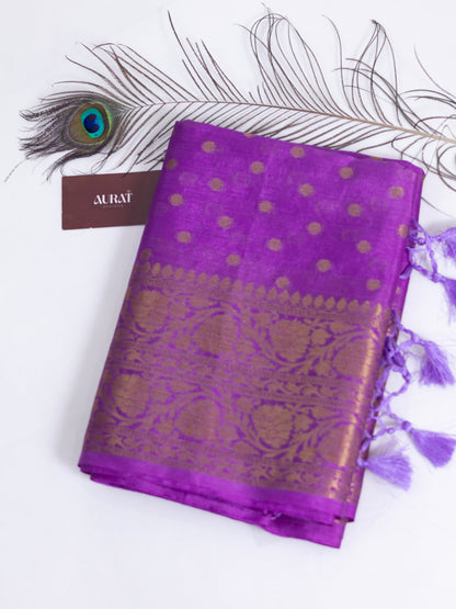 Banarasi warm semi silk saree-orchid color