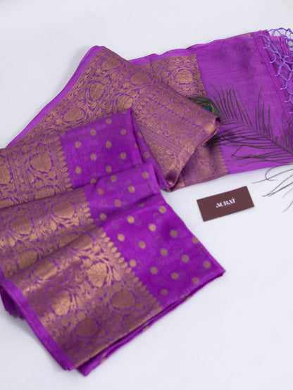Banarasi warm semi silk saree-orchid color