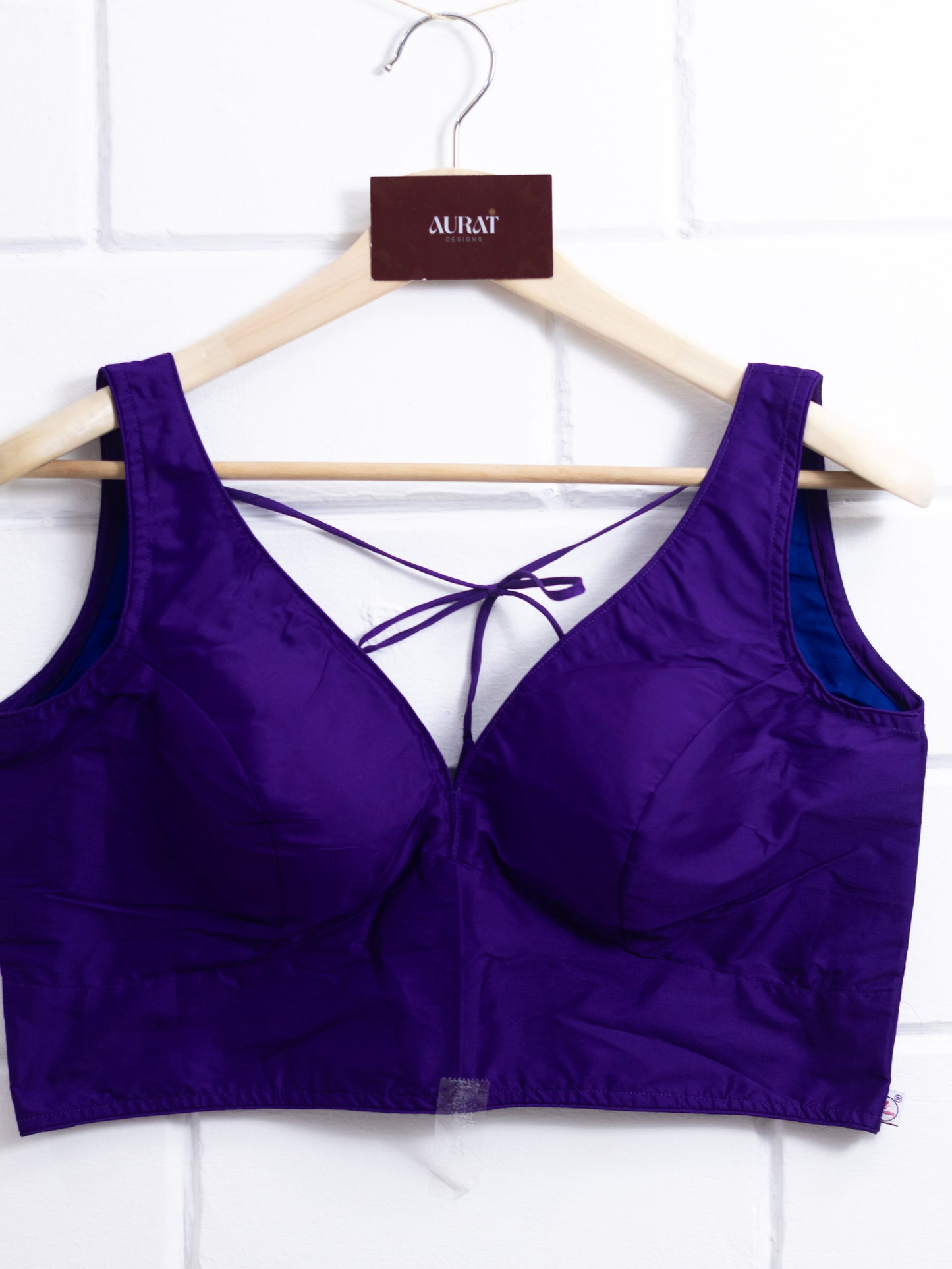 Semi silk sleeveless plain blouse for sarees -Dark purple- B108
