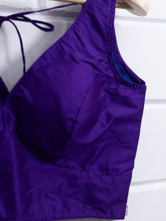 Semi silk sleeveless plain blouse for sarees -Dark purple- B108
