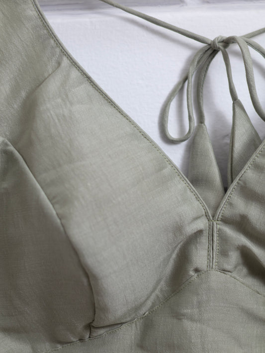 Semi silk sleeveless plain blouse for sarees - grey- B112