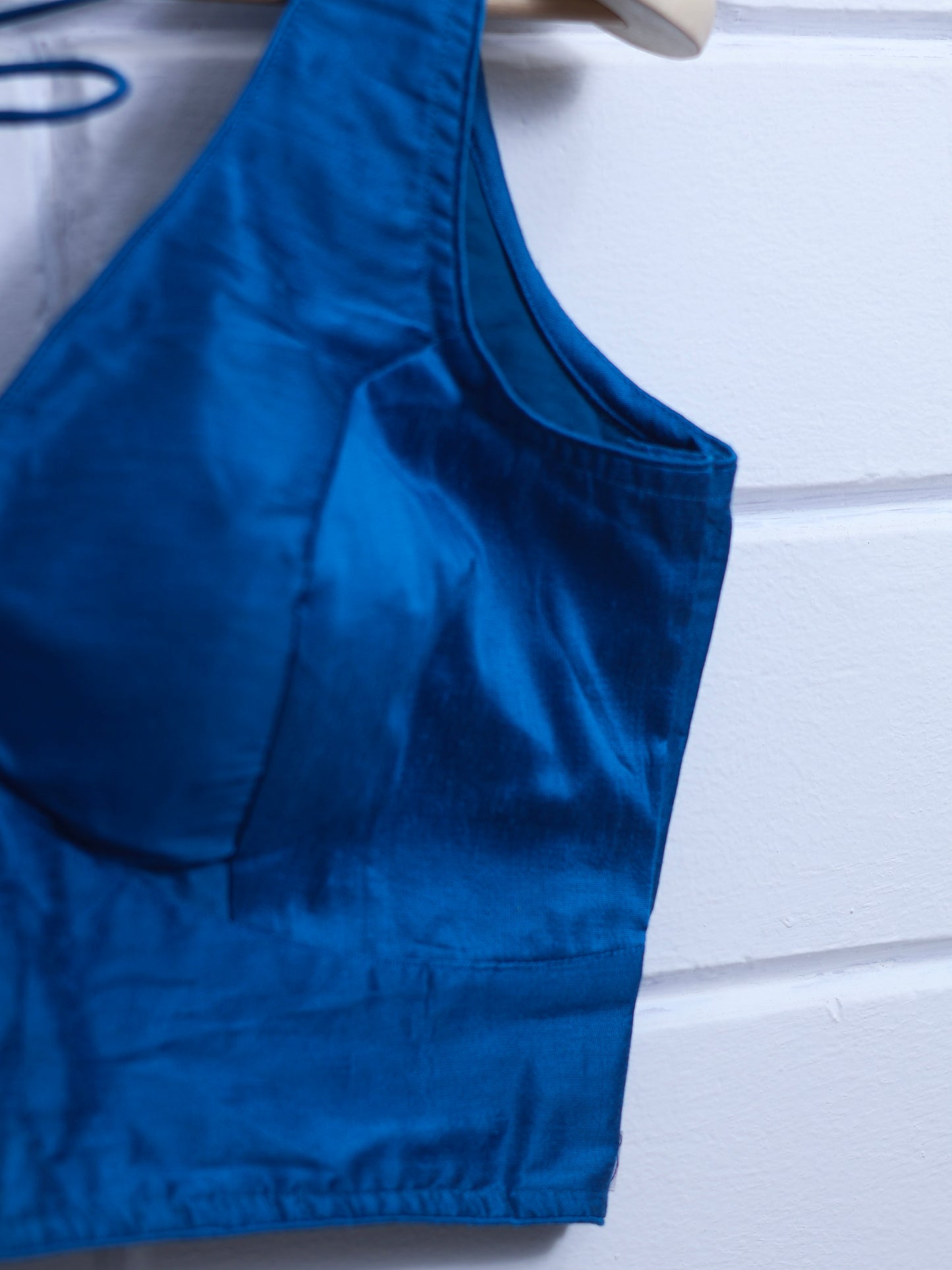 Semi silk sleeveless plain blouse for sarees - dark blue-B113