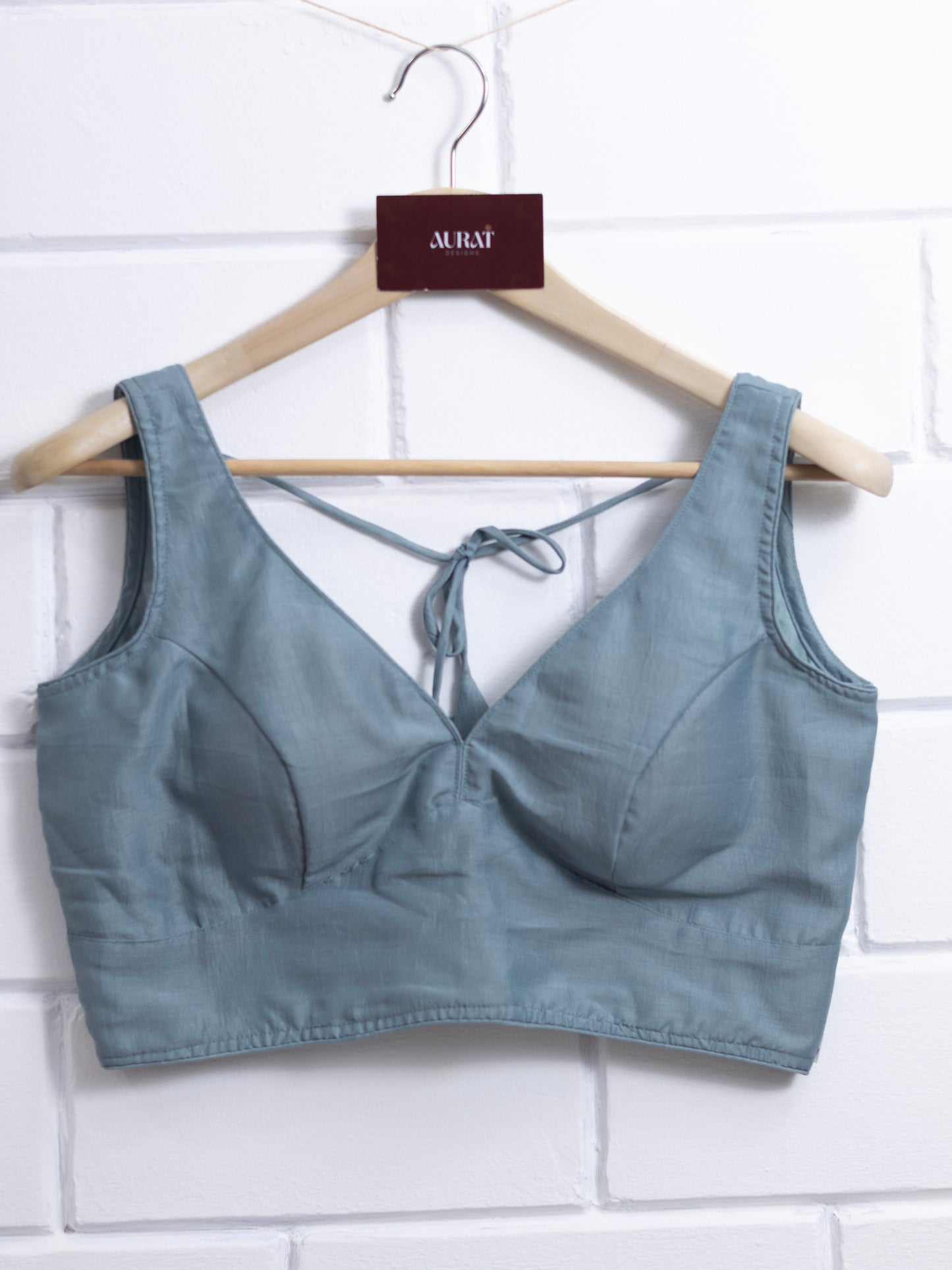 Semi silk sleeveless plain blouse for sarees - ash color-B114