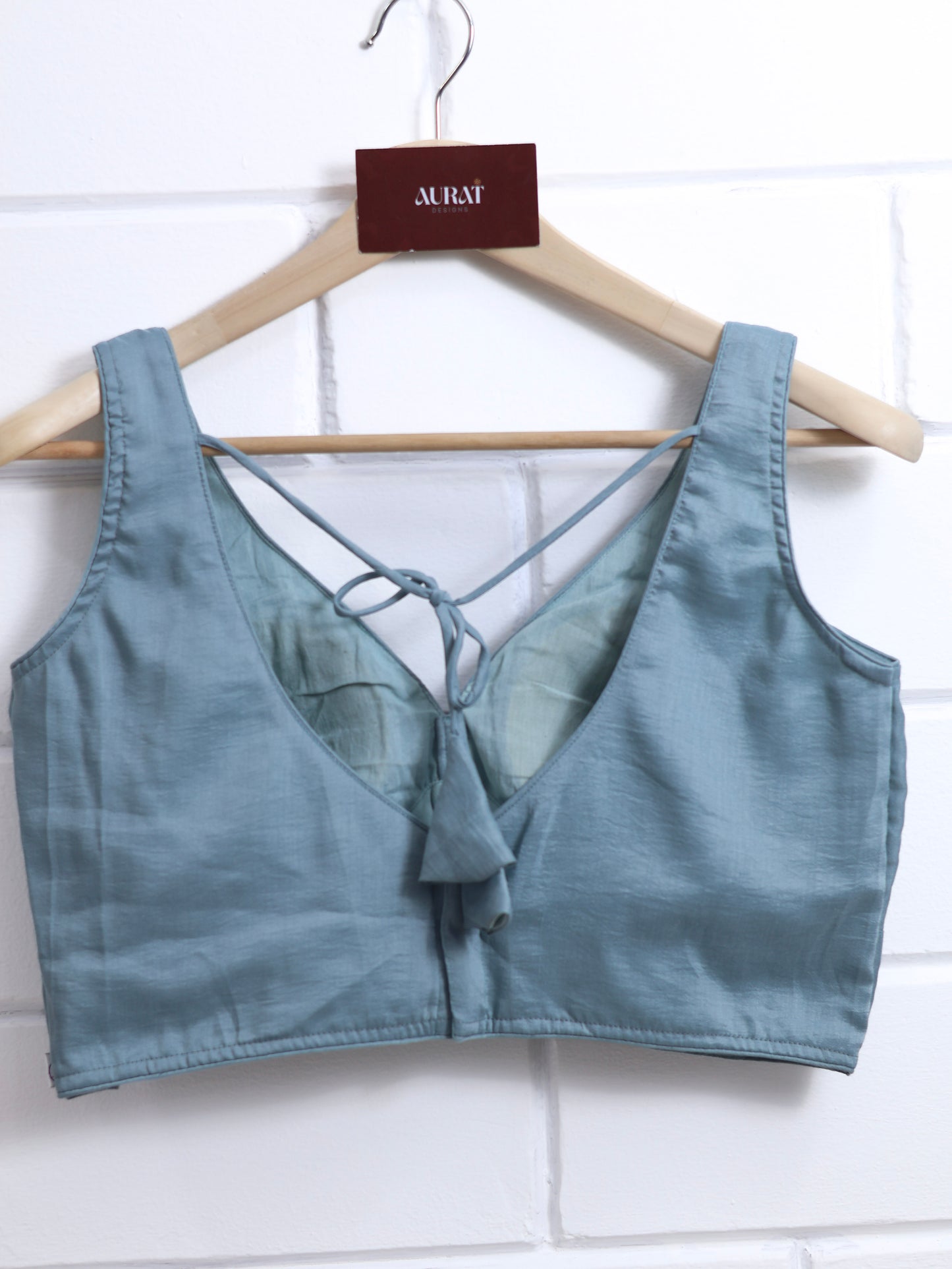 Semi silk sleeveless plain blouse for sarees - ash color-B114