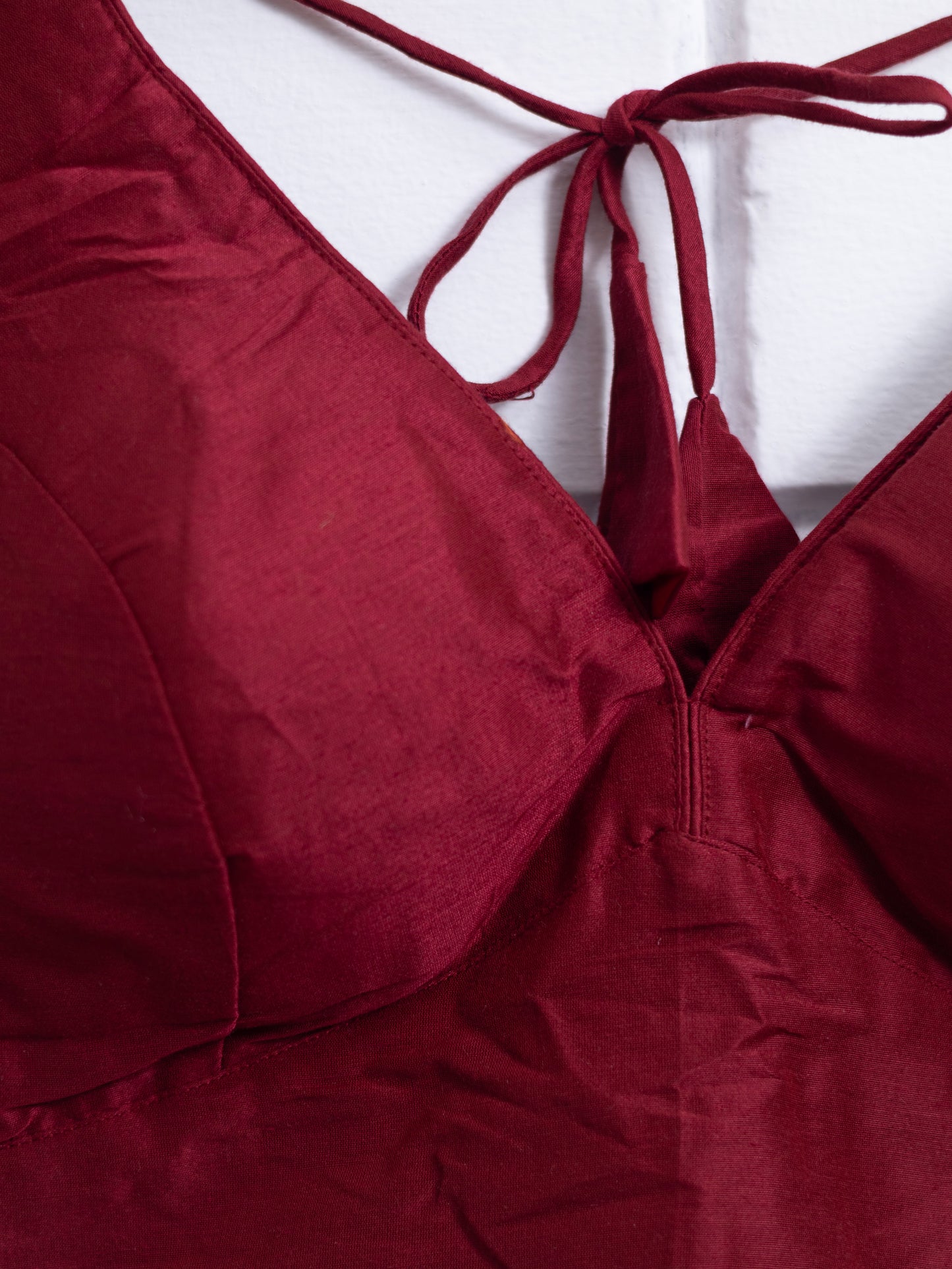 Semi silk sleeveless plain blouse for sarees - maroon-B115
