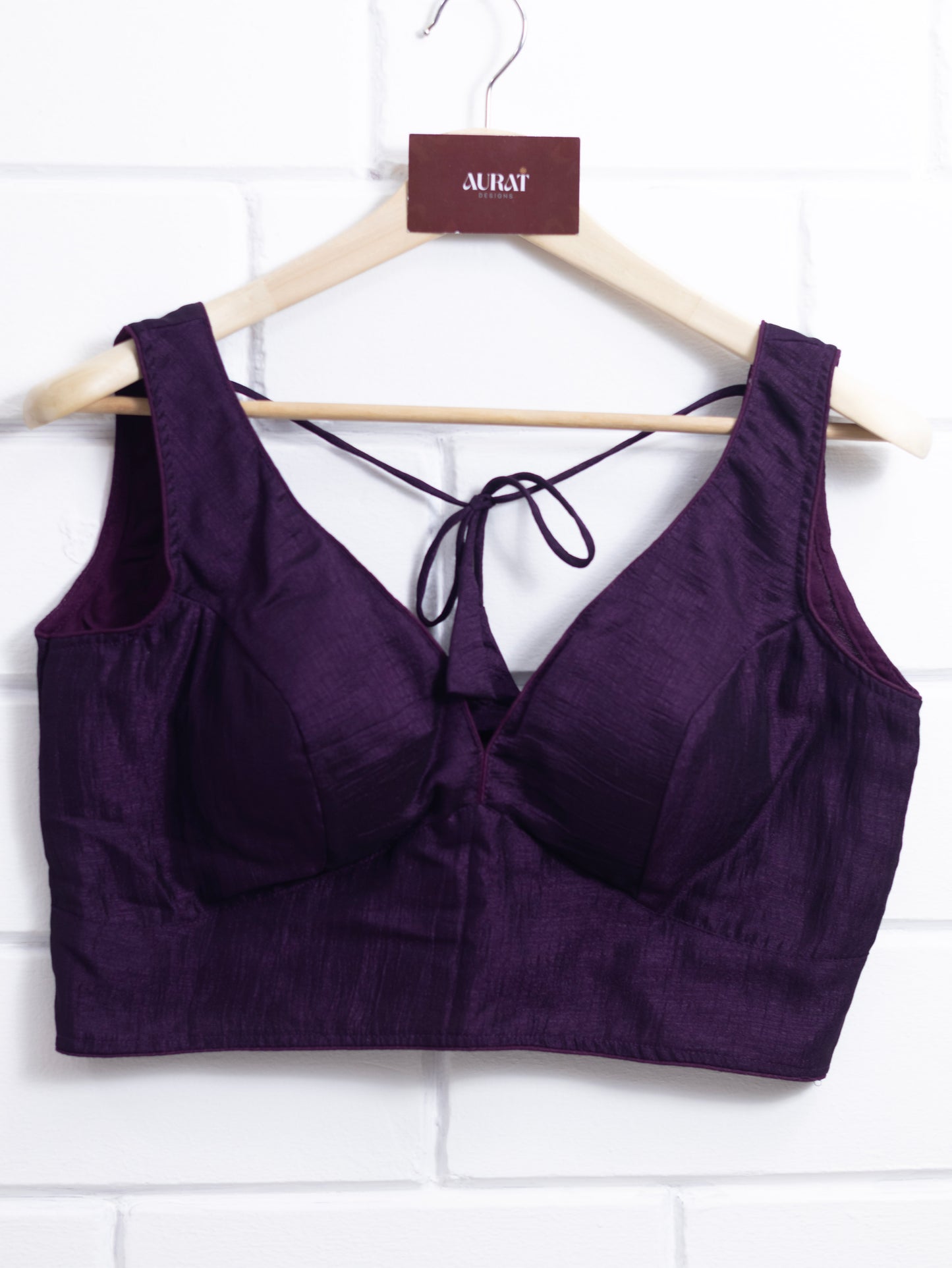 Semi silk sleeveless plain blouse for sarees - grape color-B117