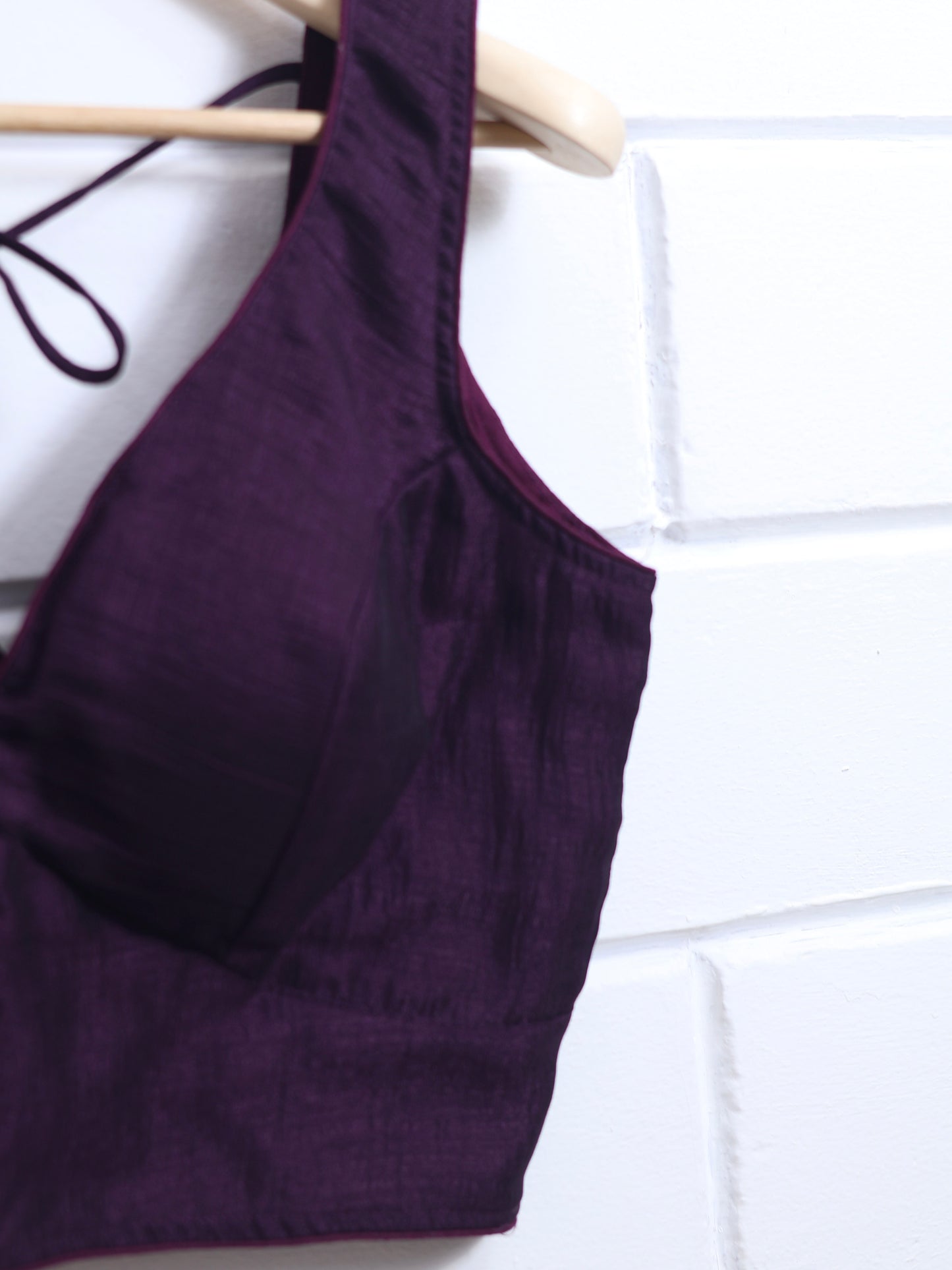 Semi silk sleeveless plain blouse for sarees - grape color-B117