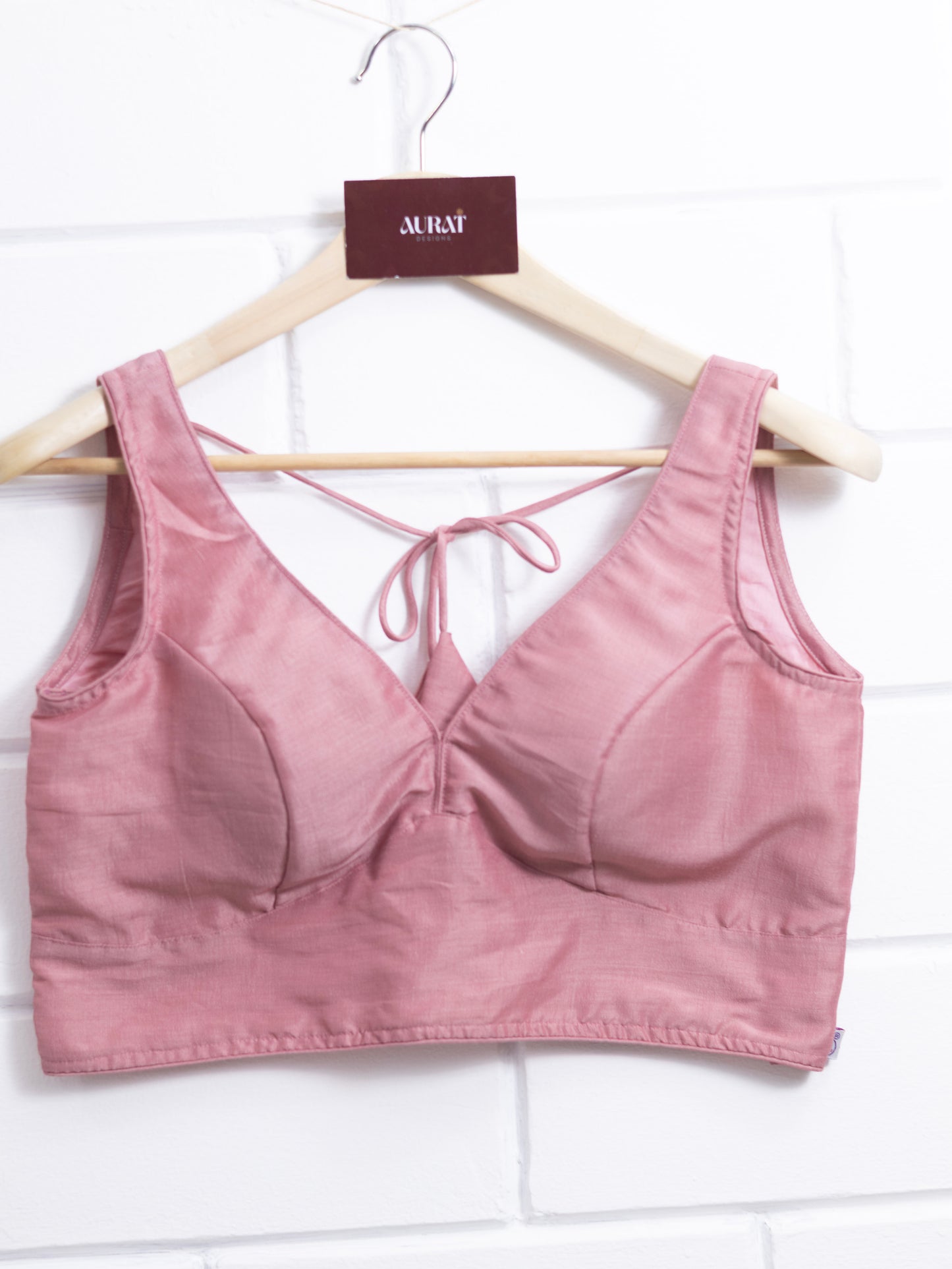 Semi silk sleeveless plain blouse for sarees - onion pink-B119