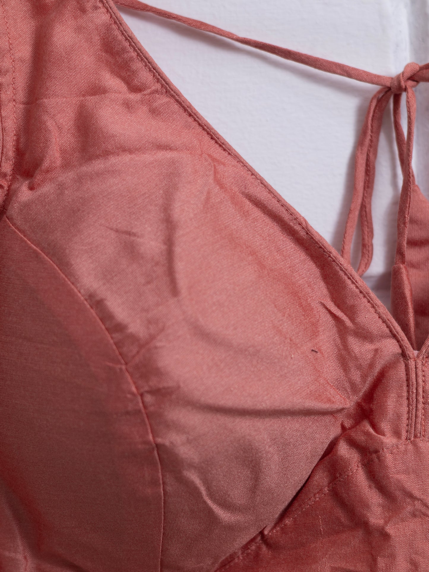 Semi silk sleeveless plain blouse for sarees - light orange-B120