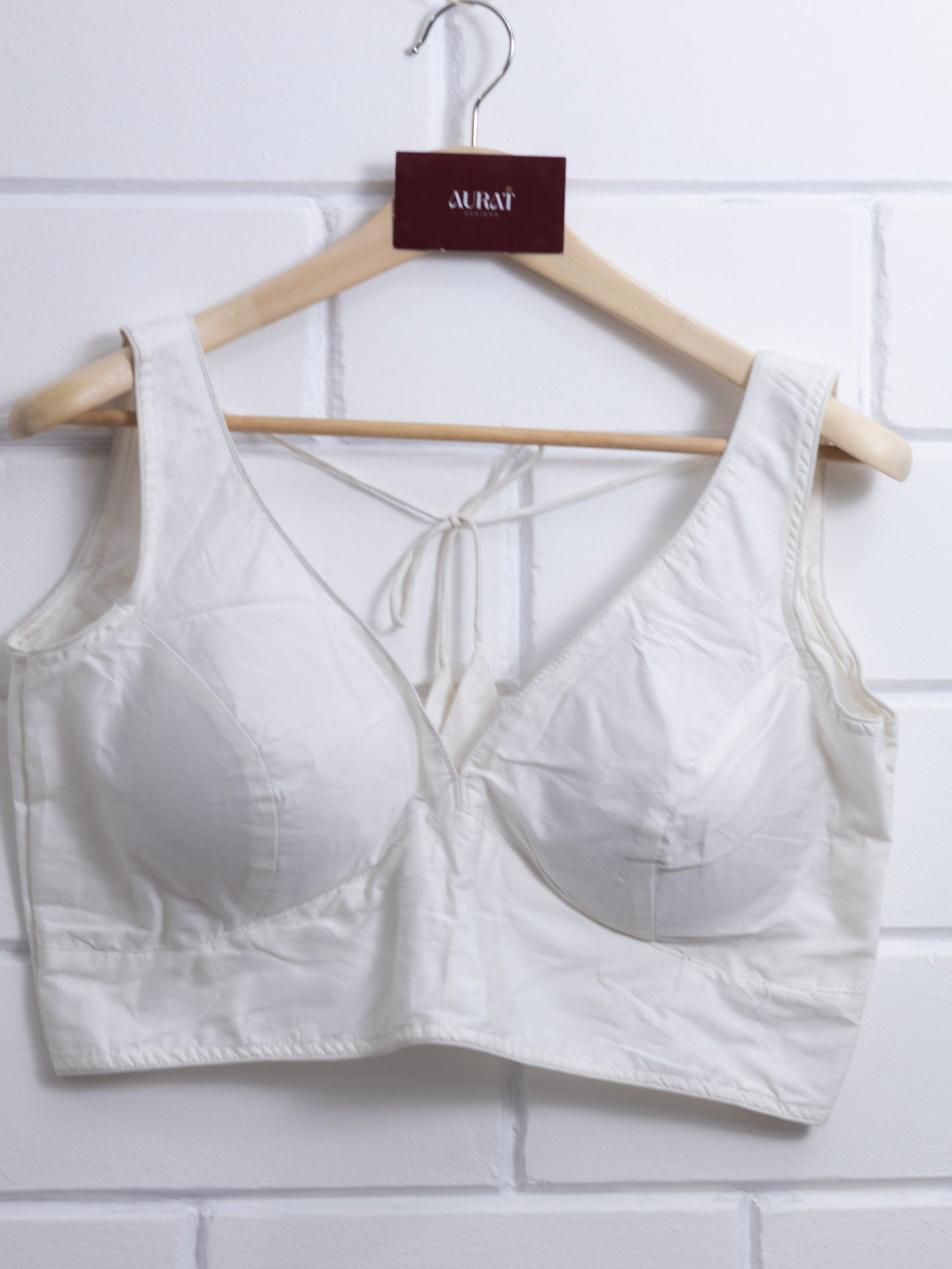 Semi silk sleeveless plain blouse for sarees - white-B122